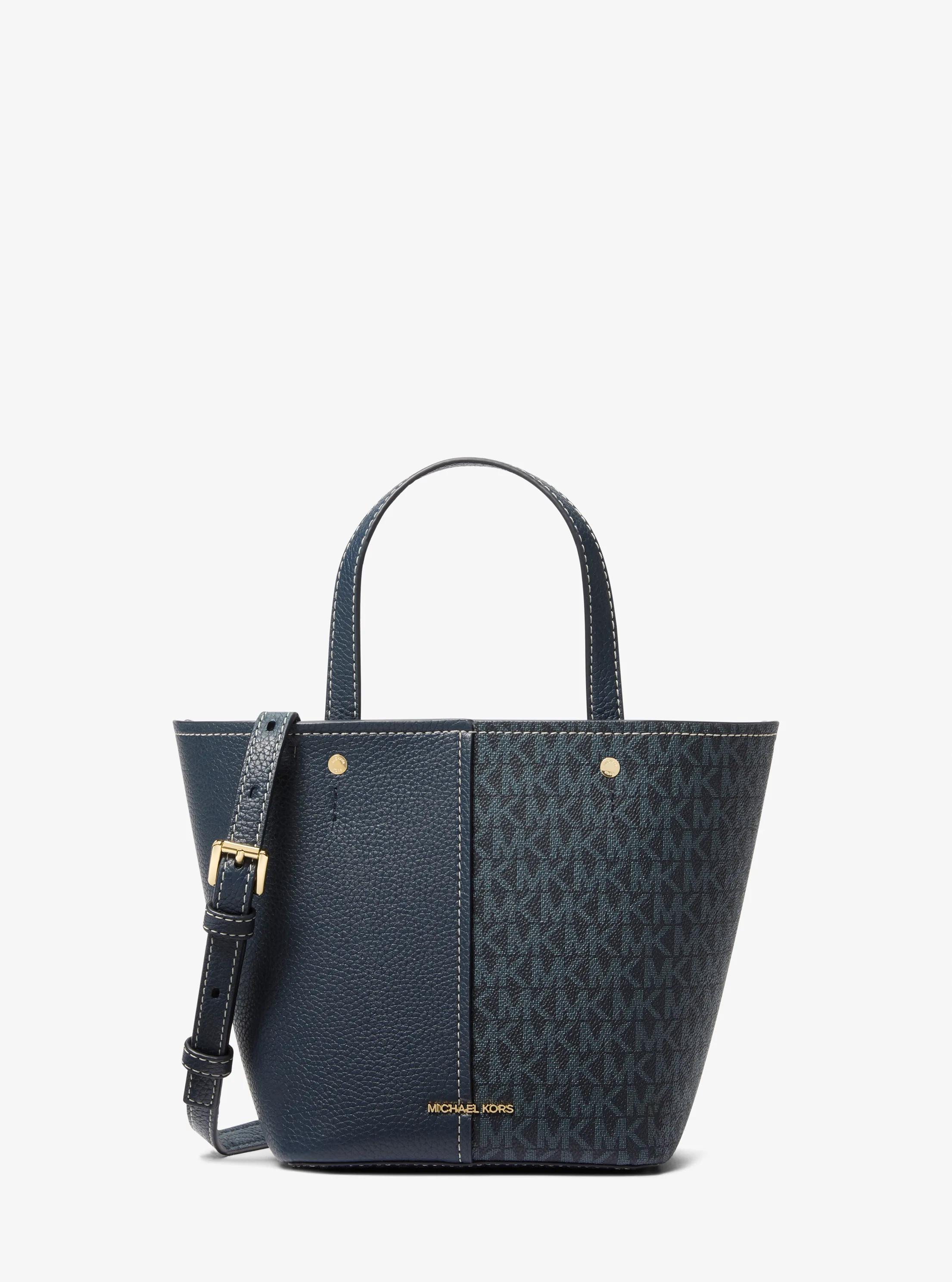 Bandolera Flora mediana de piel granulada con logotipo in AZUL OSCURO/AZUL P&Aacute;LIDO | Michael Kors