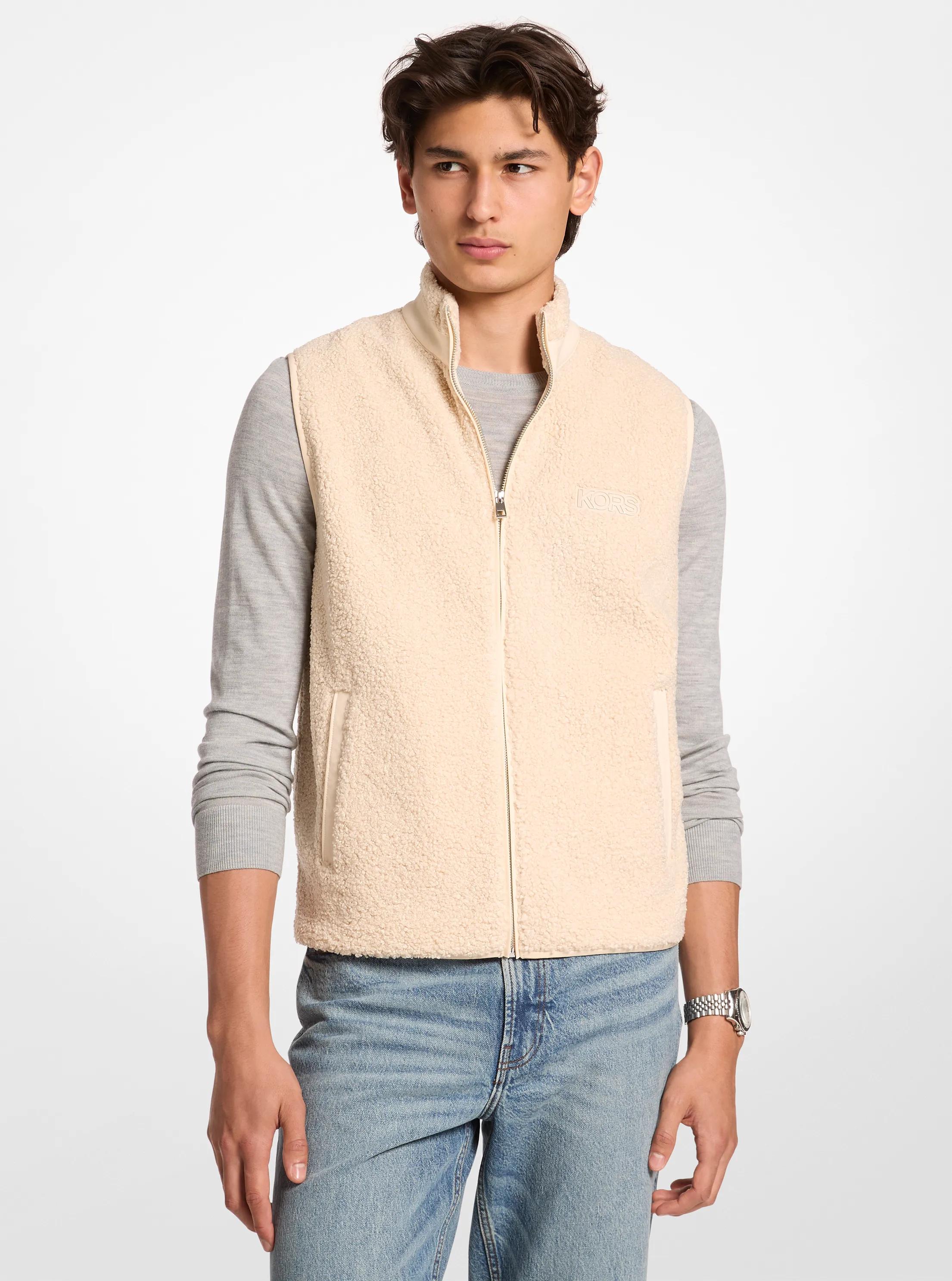 Sherpa Zip-Up Vest in LT CREAM | Michael Kors