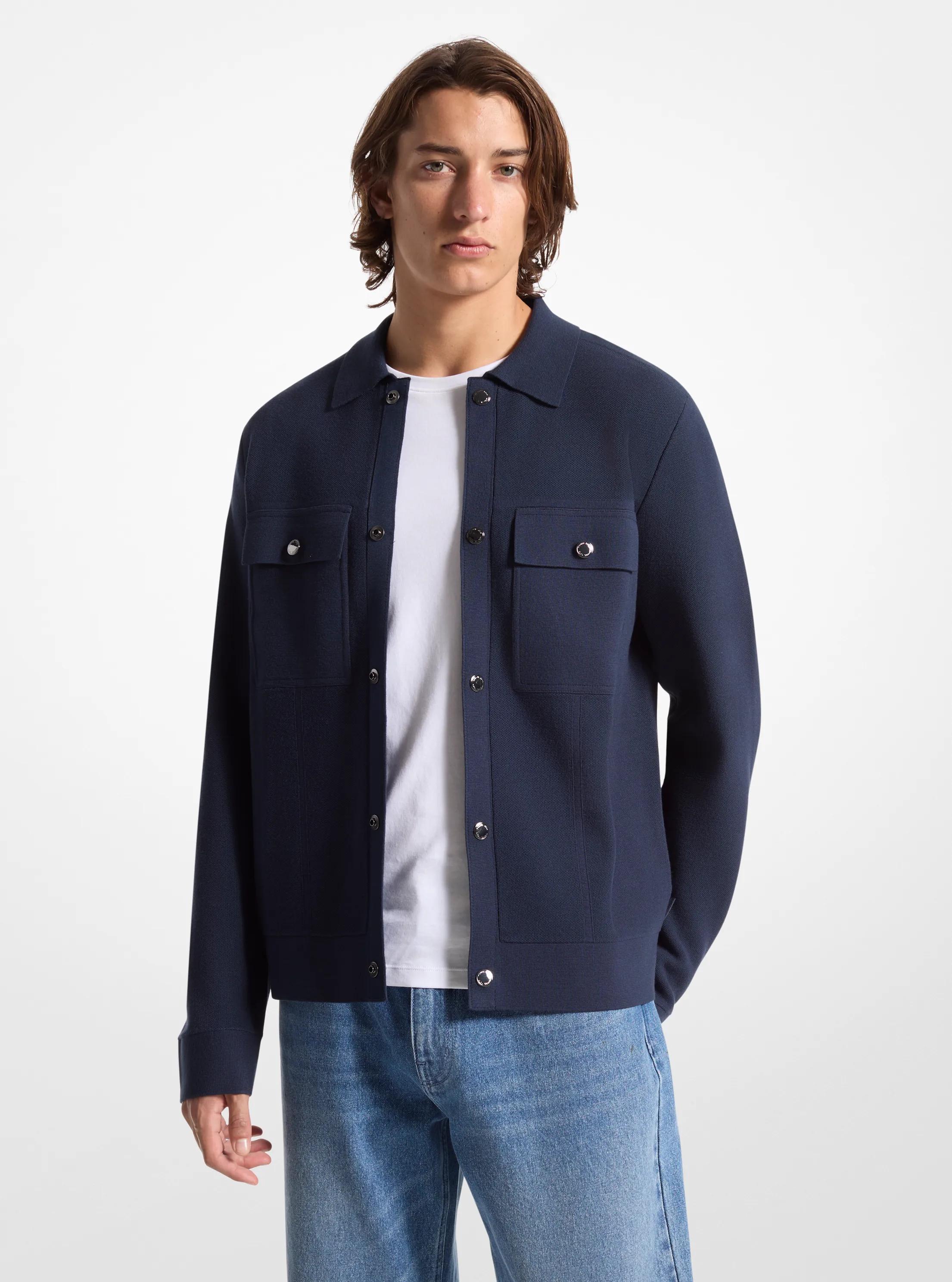 Chaqueta de mezcla de viscosa con botones a presi&oacute;n in MEDIANOCHE | Michael Kors