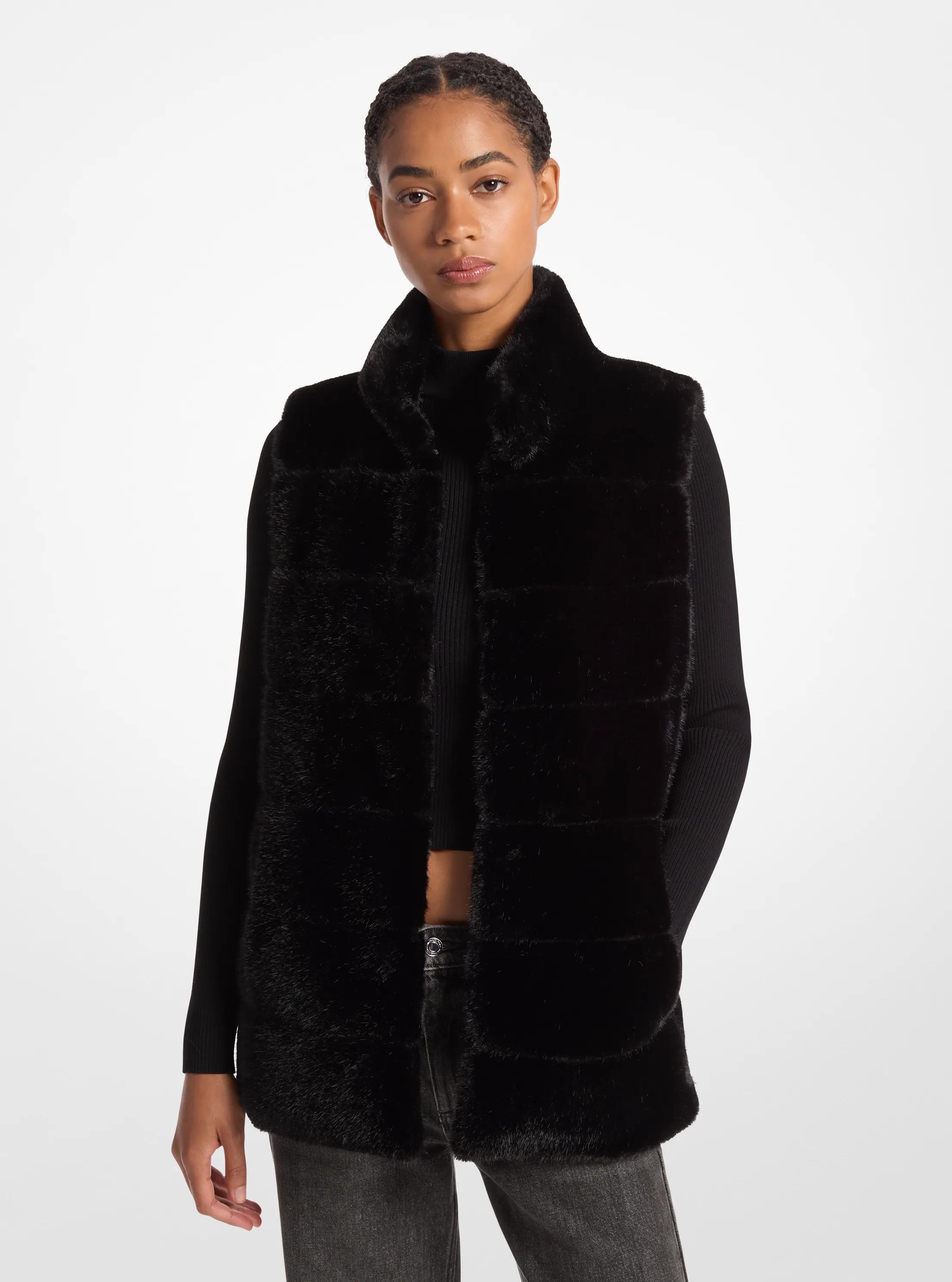 Quilted Faux Fur Vest in BLACK | Michael Kors