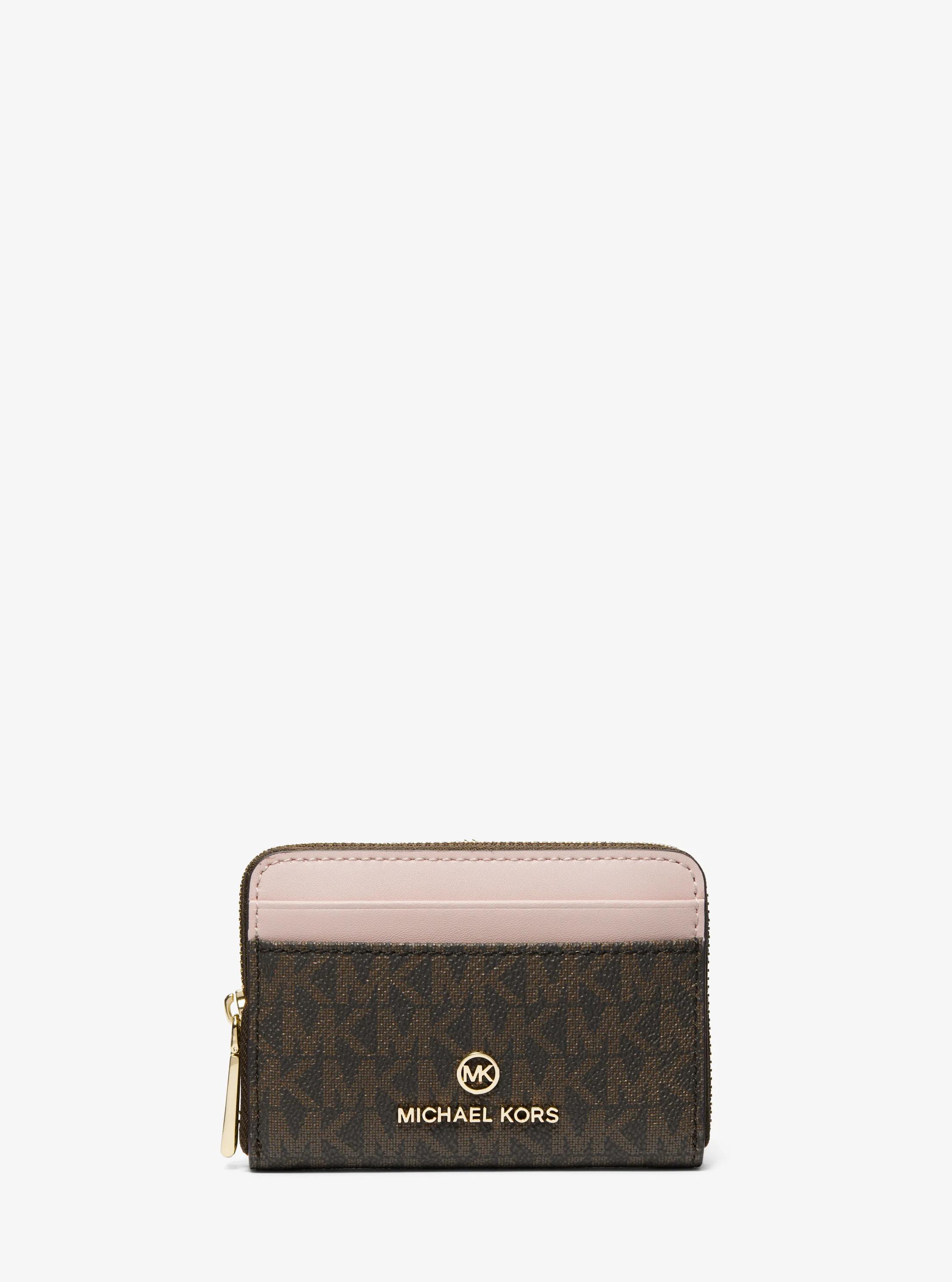 Jet Set Small Logo Wallet in BRN/SFTPINK | Michael Kors