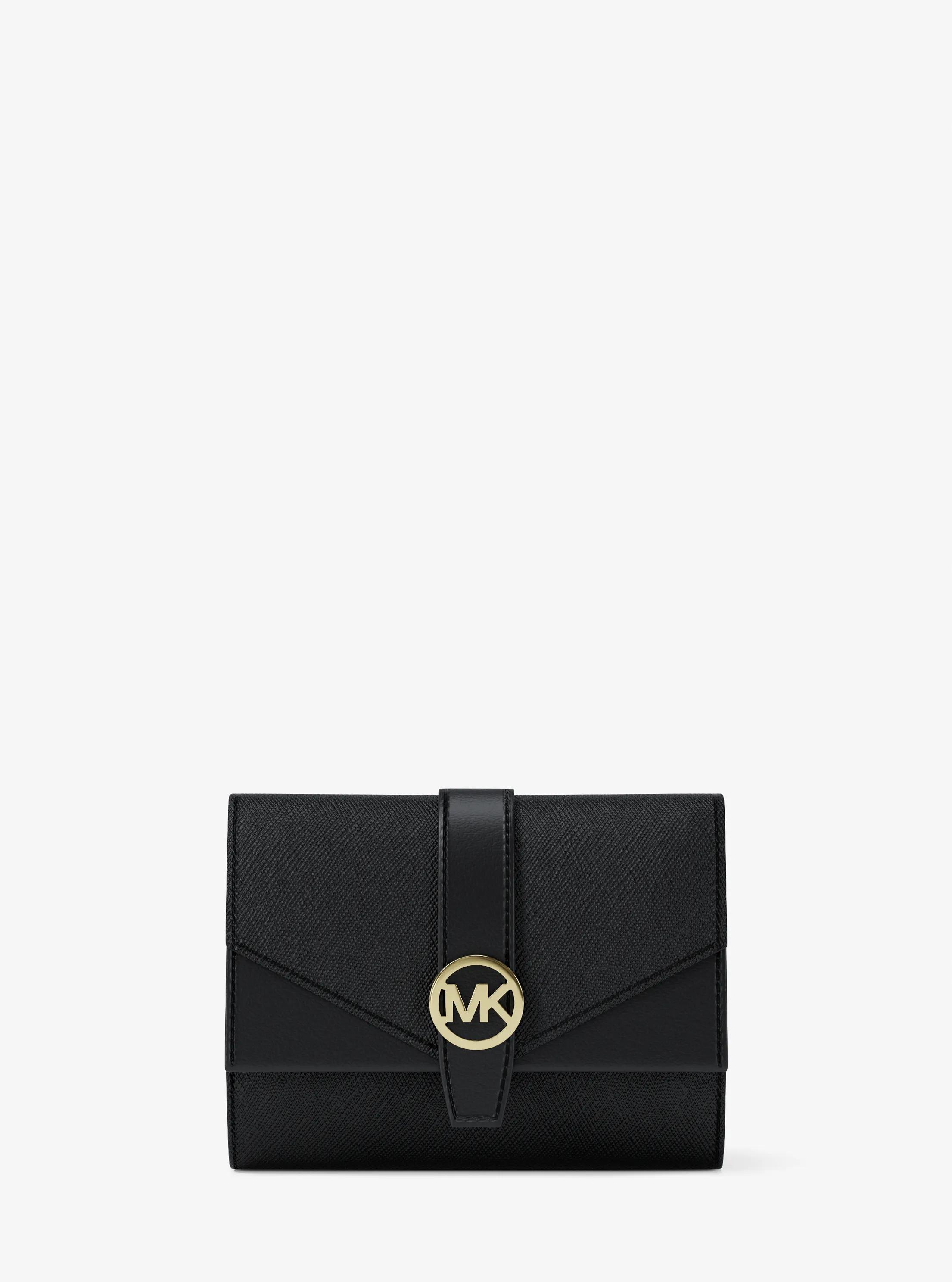Greenwich Medium Saffiano Leather Trifold Wallet in BLACK | Michael Kors