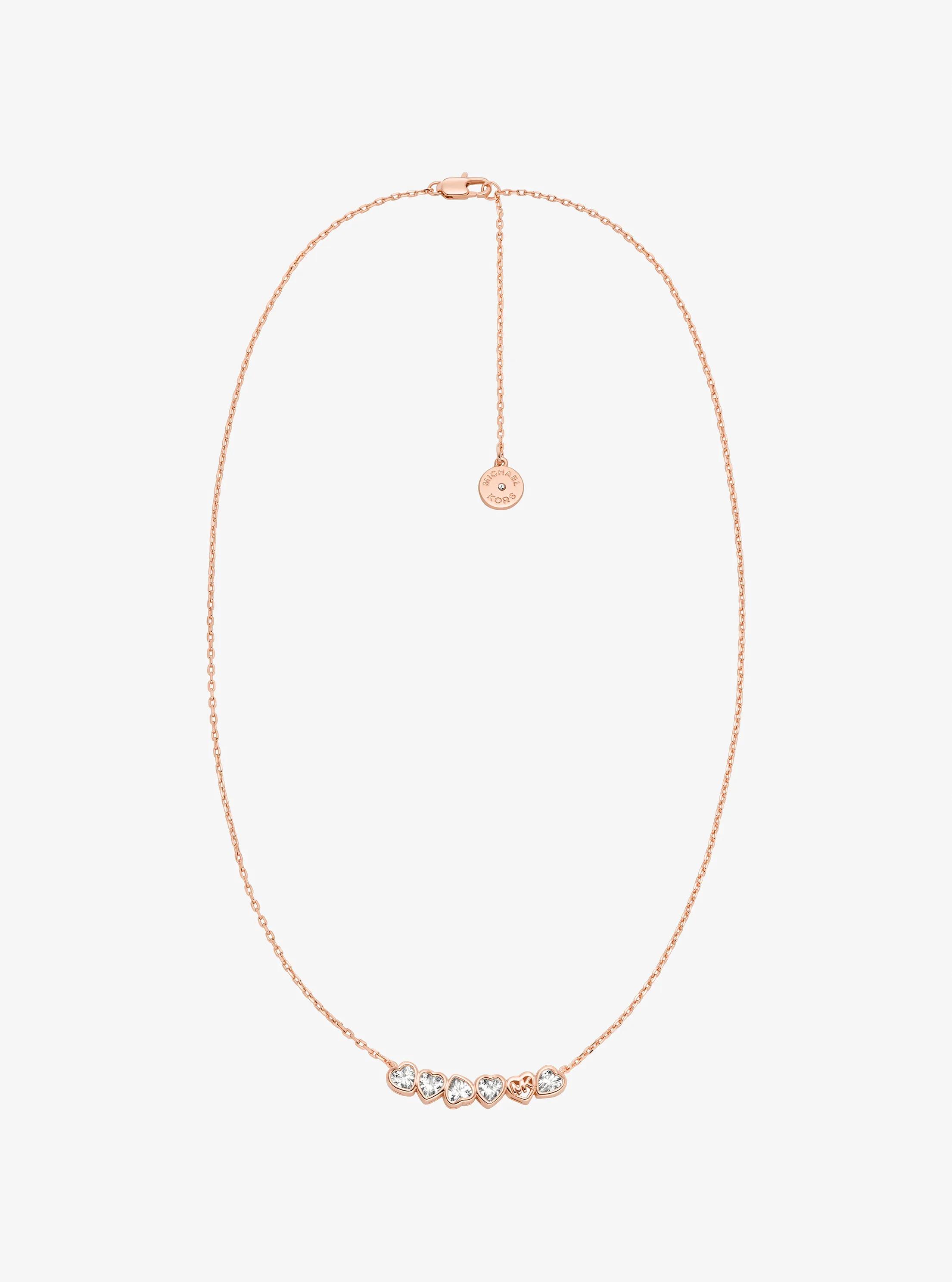 Cubic Zirconia Hearts Necklace in ROSE GOLD | Michael Kors