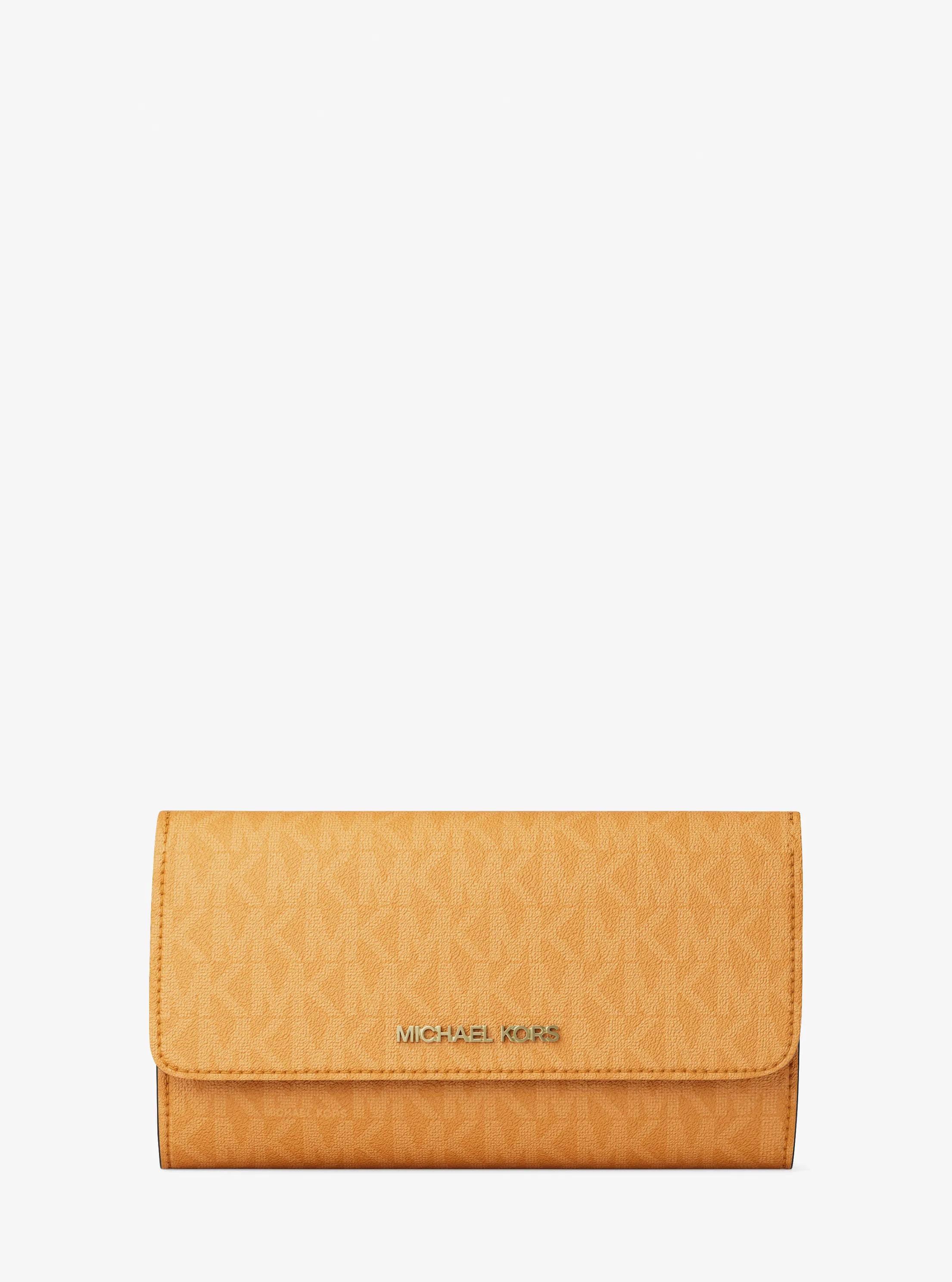 Grand portefeuille &agrave; trois volets Jet Set &agrave; logo Signature in ORANGE ECLATANT | Michael Kors