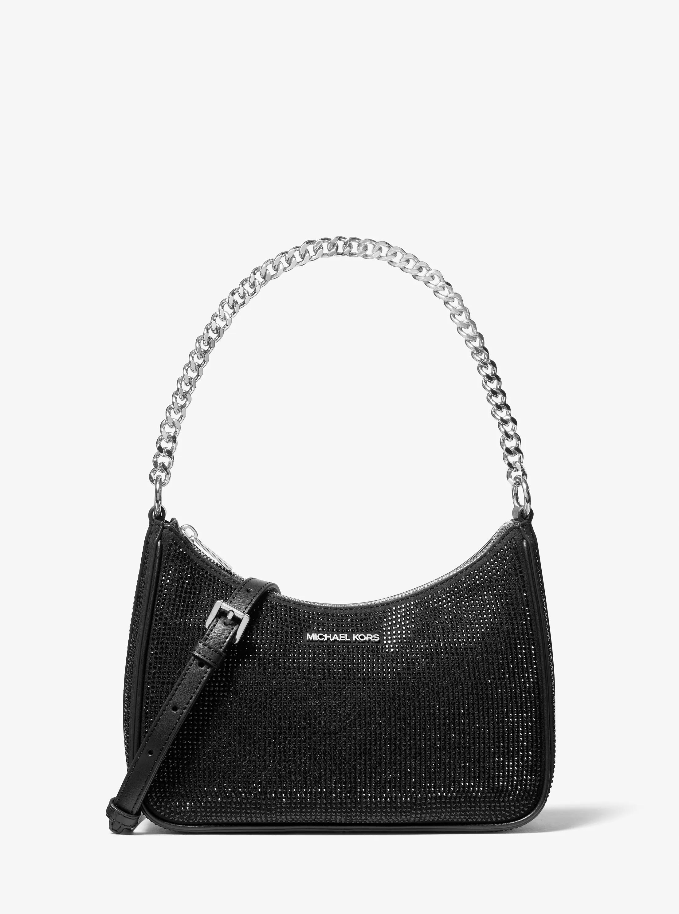 Jet Set Travel Large Embellished Convertible Pochette in BLACK | Michael Kors