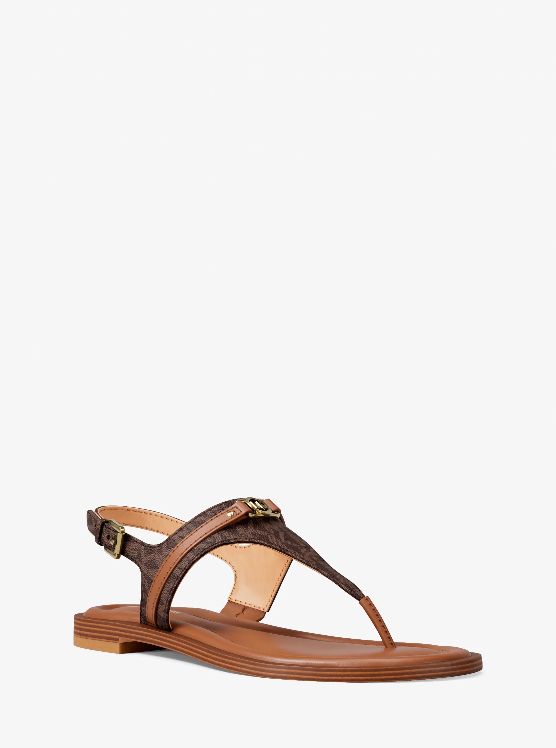 MK Sandaal Mandy met kenmerkend logo en T-bandje - Bruin - Michael Kors