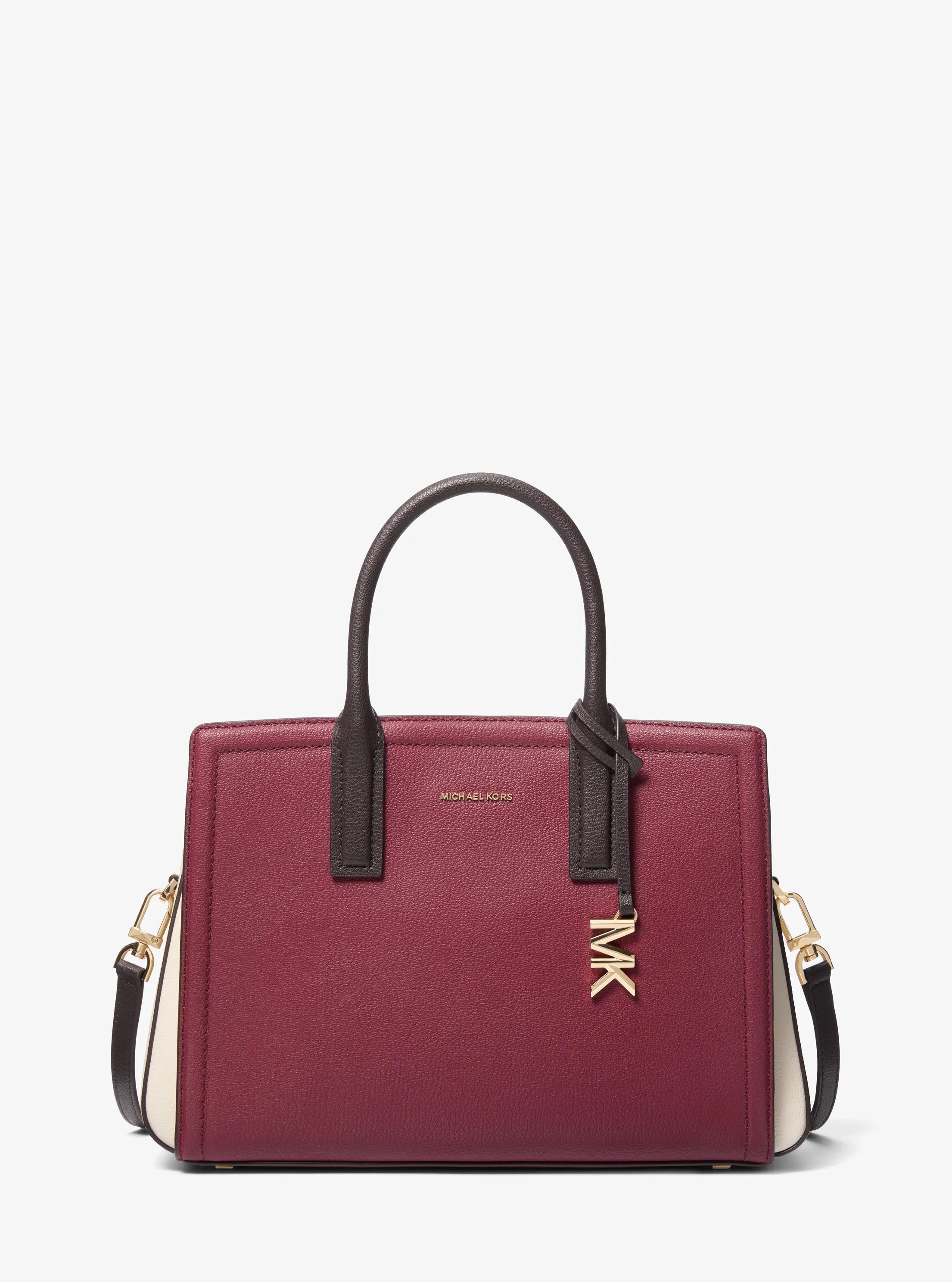 Laila Medium Color-Block Pebbled Leather Satchel in MULBERRY MLT | Michael Kors
