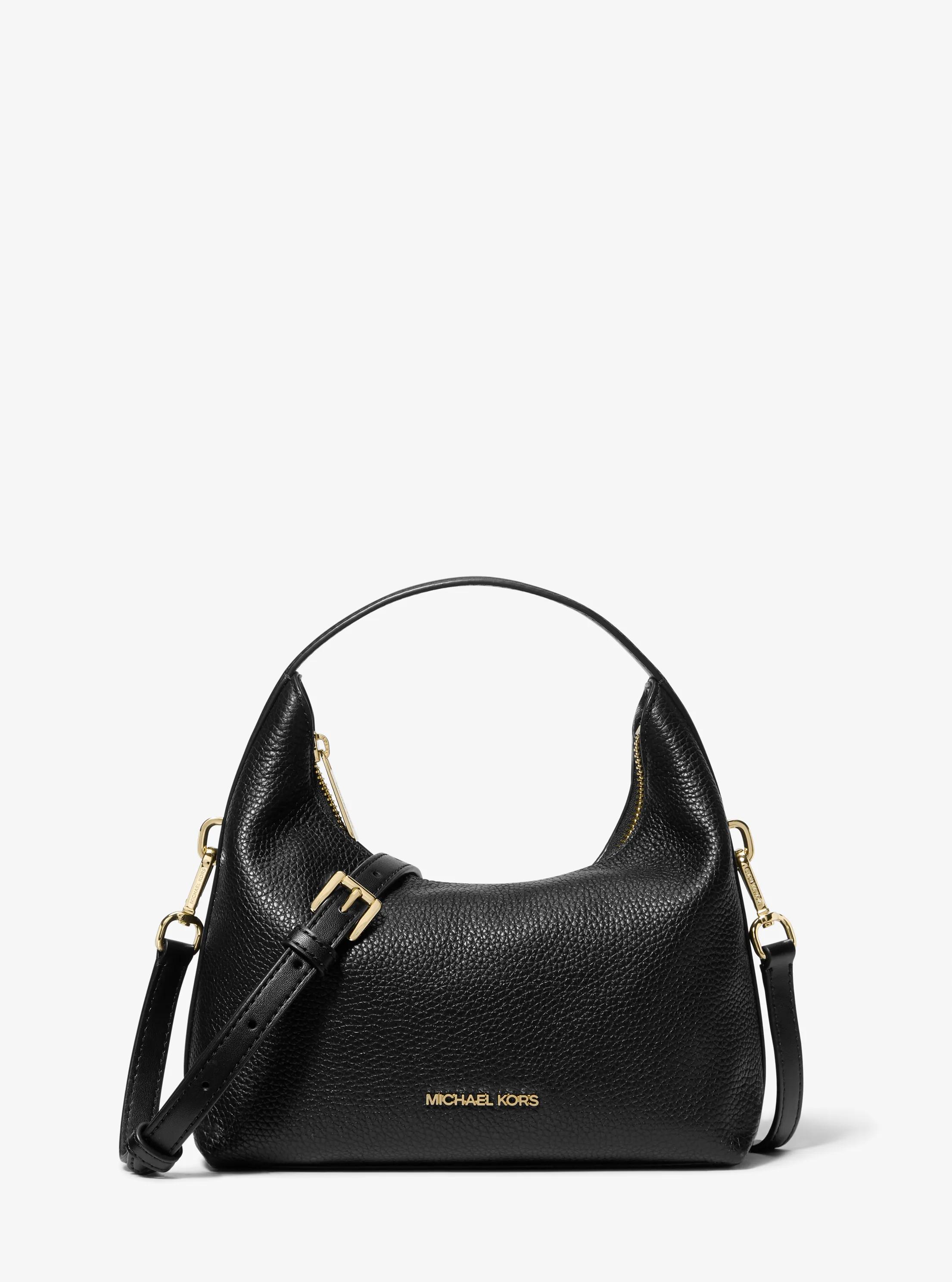 Ember Small Pebbled Leather Messenger Bag in BLACK | Michael Kors