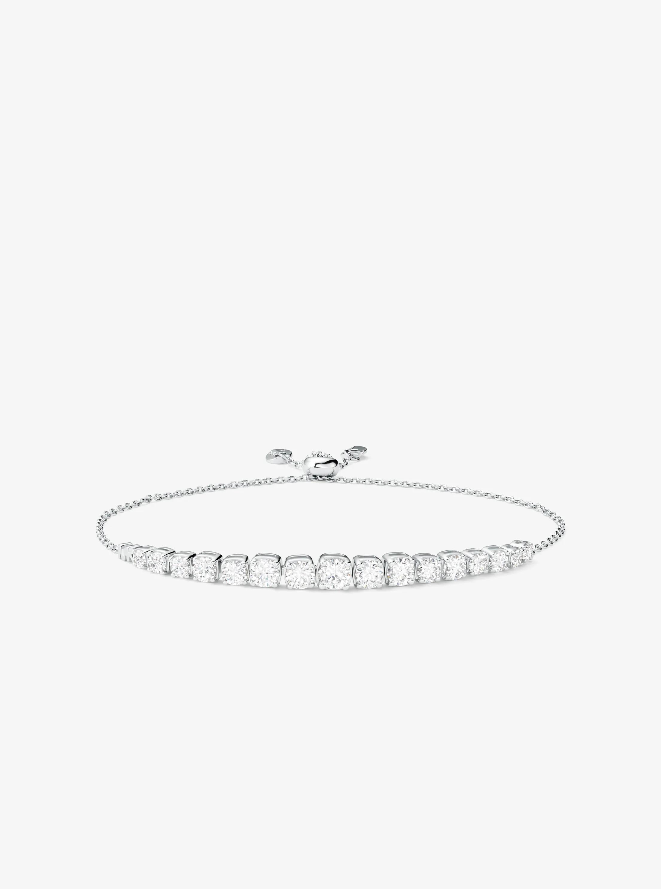 Precious Metal-Plated Sterling Silver Cubic Zirconia Slider Bracelet