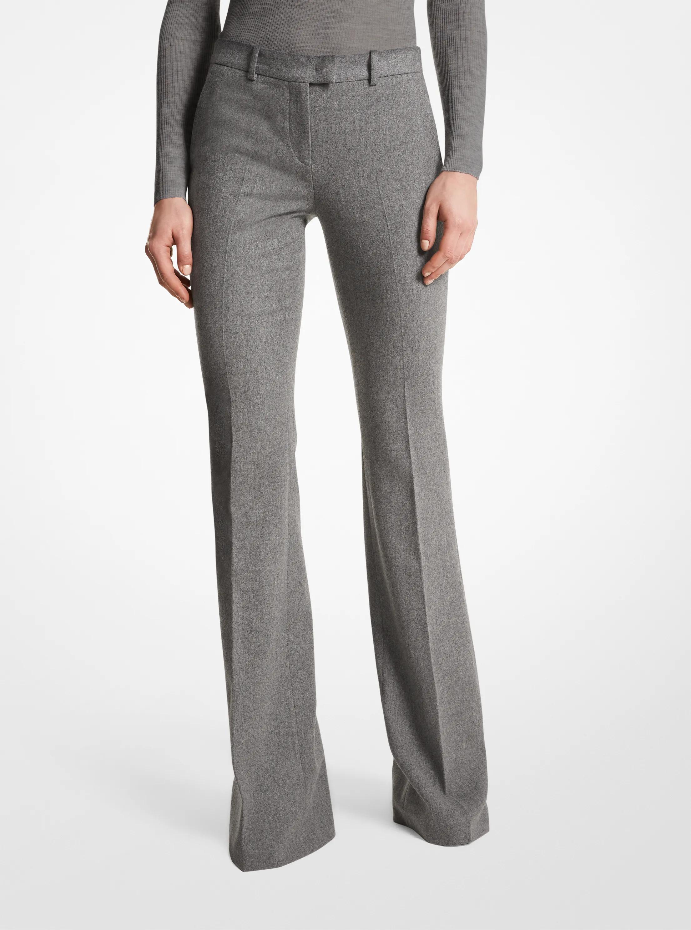 Pantal&oacute;n Haylee de campana de franela de lana el&aacute;stica in GRIS MEDIO | Michael Kors