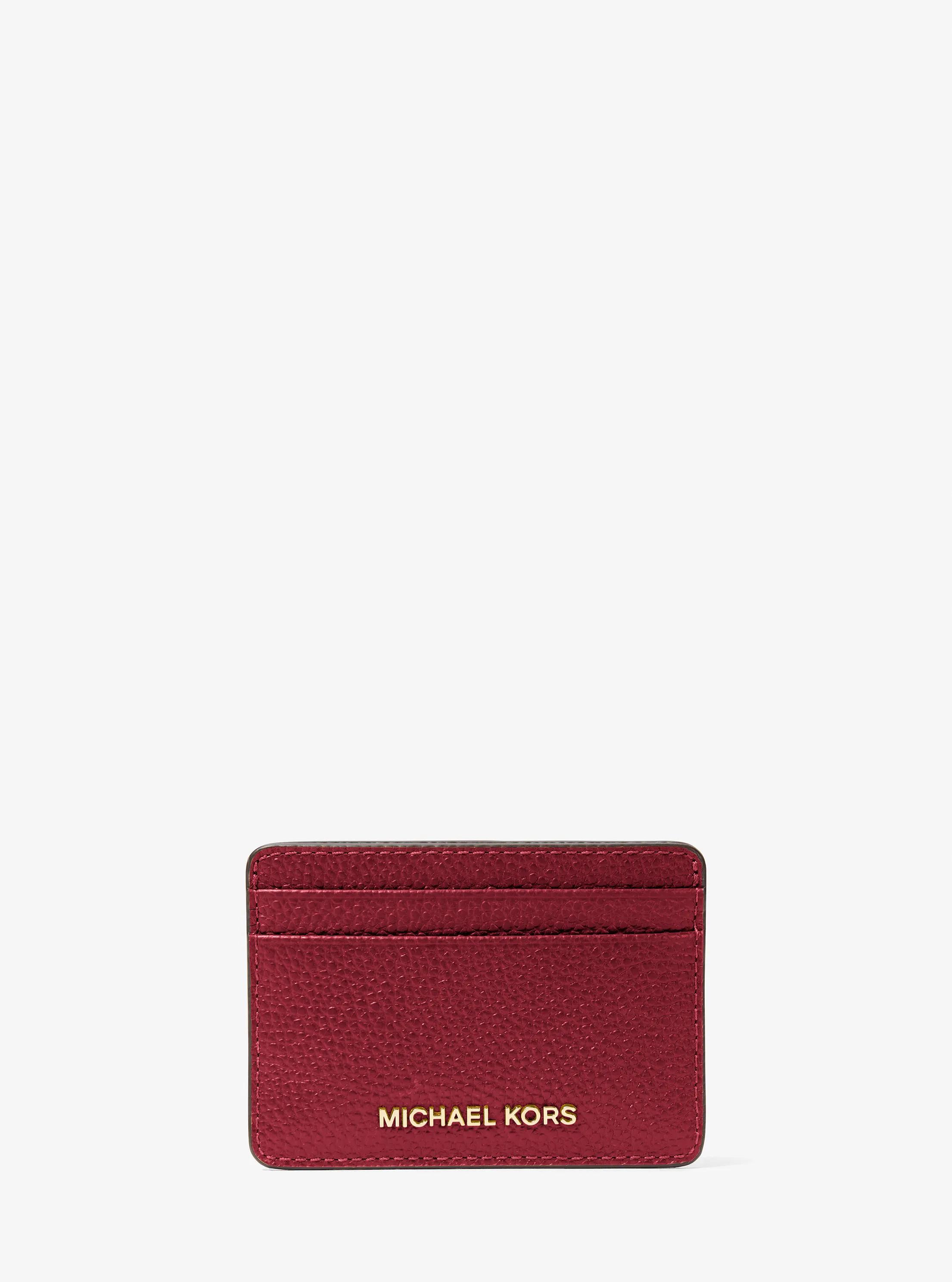 MK Porte-cartes en cuir grainé - Rouge - Michael Kors