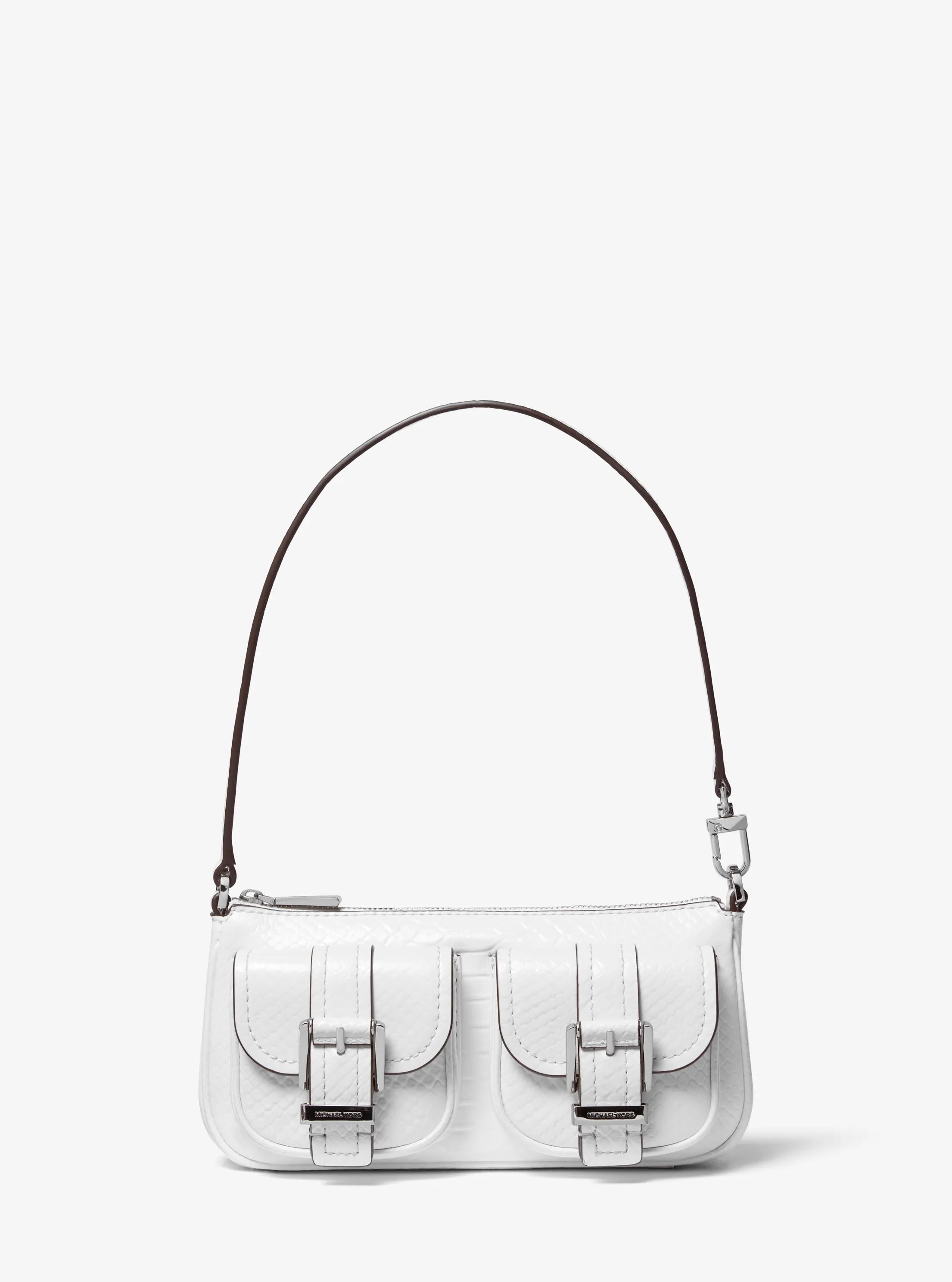 激レア♣︎MTV ×  レコードバッグ ホワイト コラボモデル 迷彩柄 Zoe Small Snake Embossed Leather Convertible Pochette in OPTIC