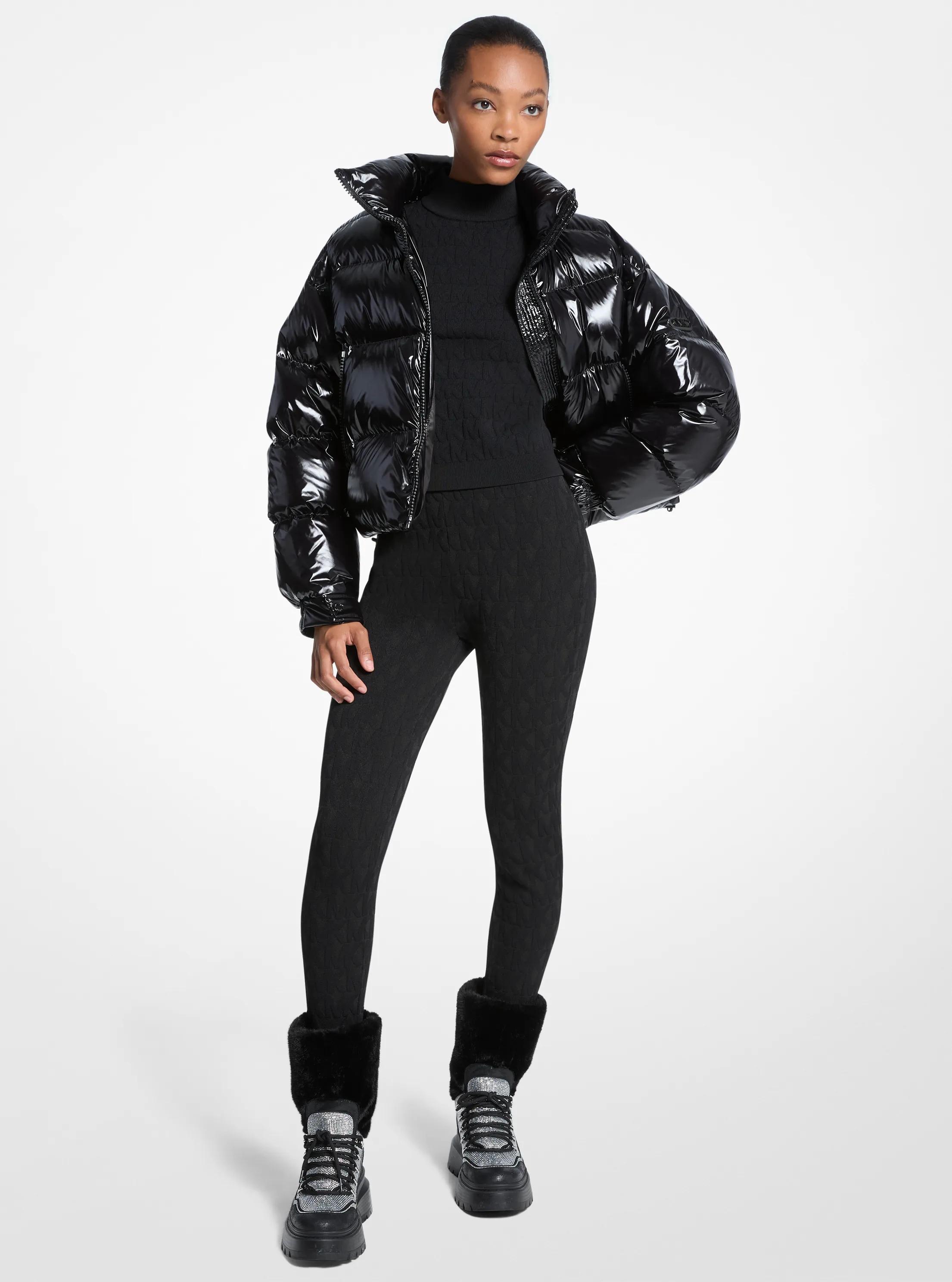 Legging &agrave; sous-pieds de ski en jacquard &agrave; logo in NOIR | Michael Kors