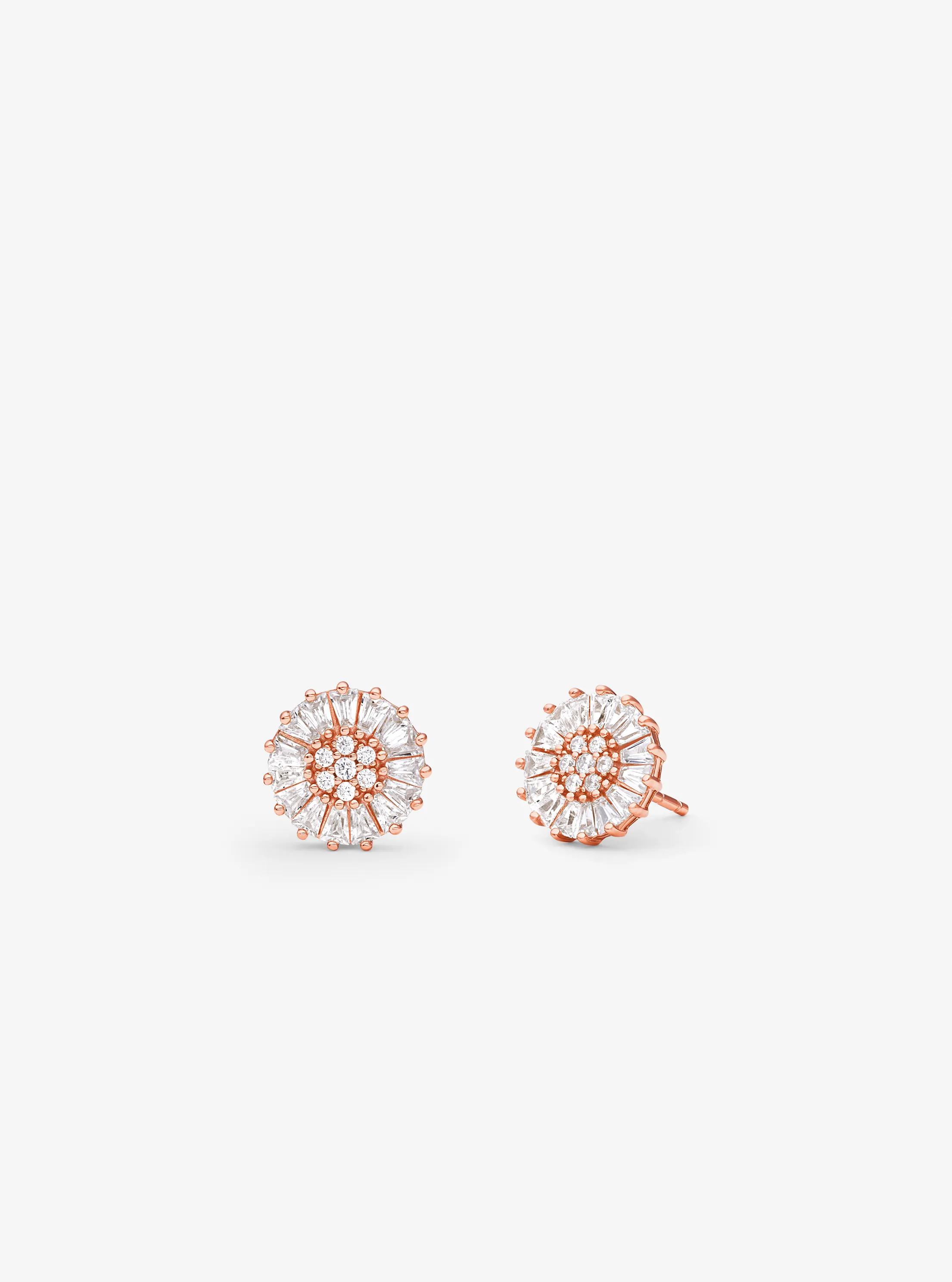 Precious Metal-Plated Sterling Silver Pav&eacute; Stud Earrings in ROSE GOLD | Michael Kors