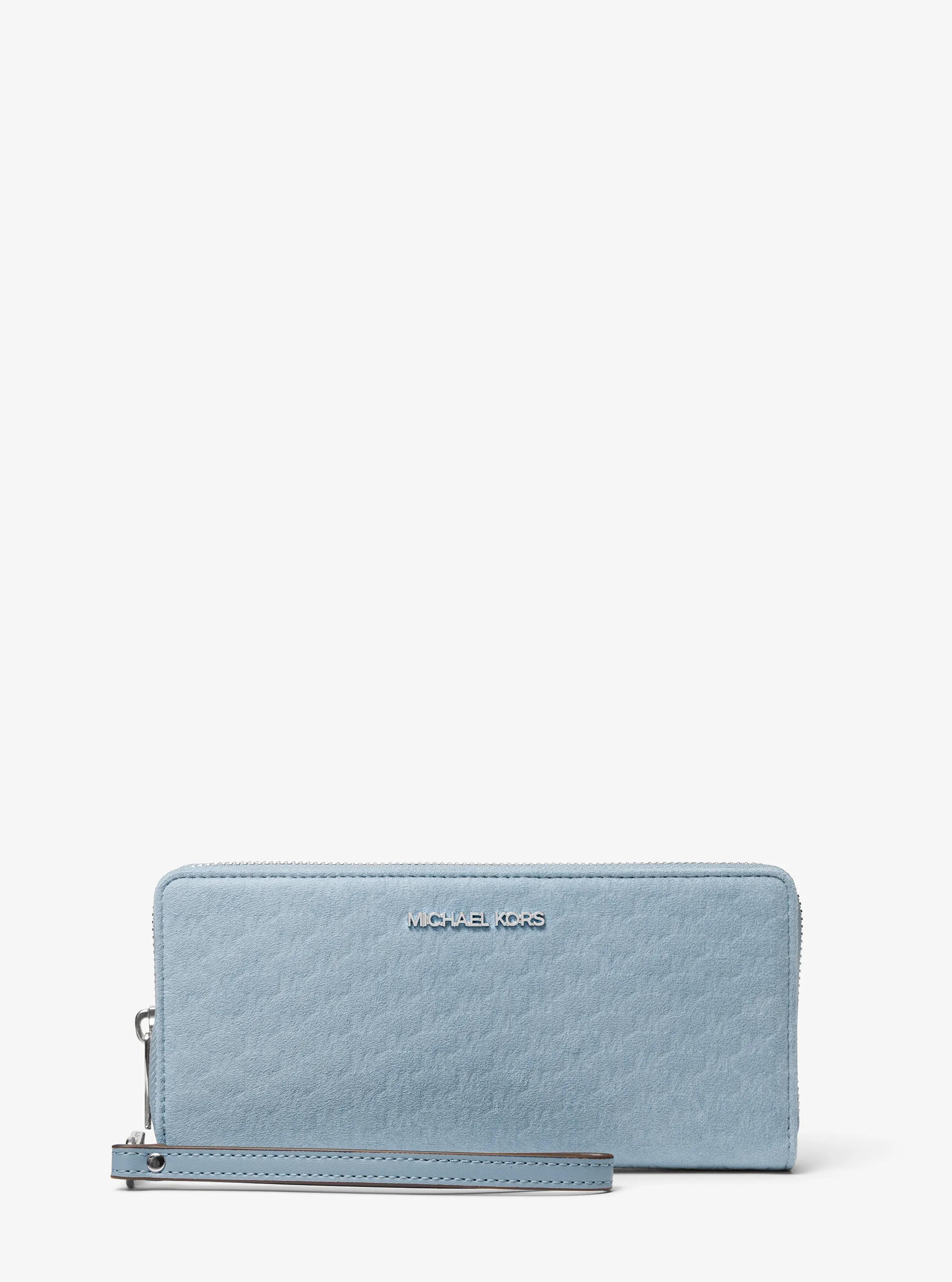 Jet Set Travel Large Logo Debossed Continental Wallet in BLEU P&Acirc;LE | Michael Kors