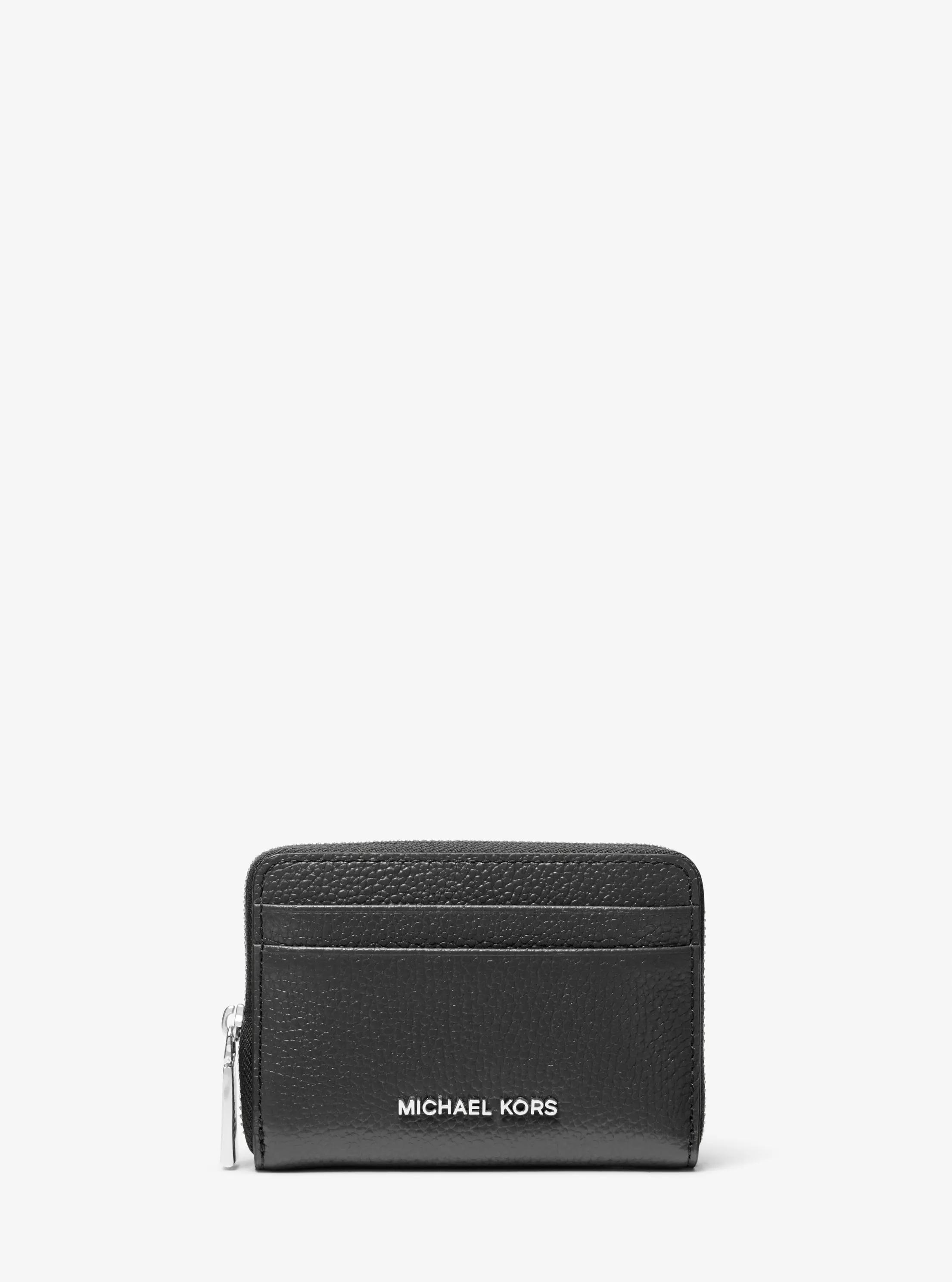MK Petit porte-cartes entièrement zippé Jet Set en cuir grainé - Noir - Michael Kors