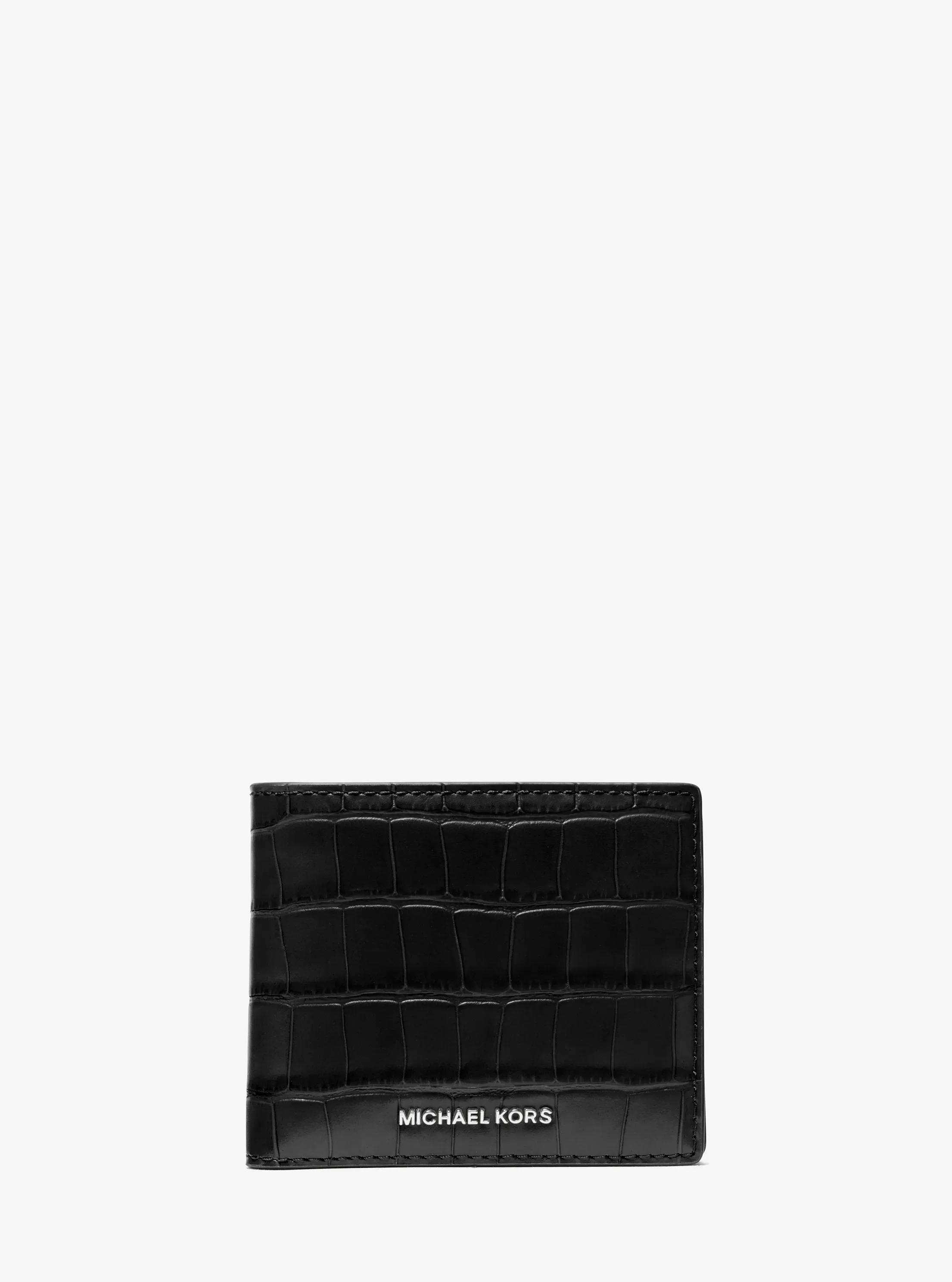 Billetera Hudson de piel con motivo de cocodrilo en relieve in NEGRO | Michael Kors