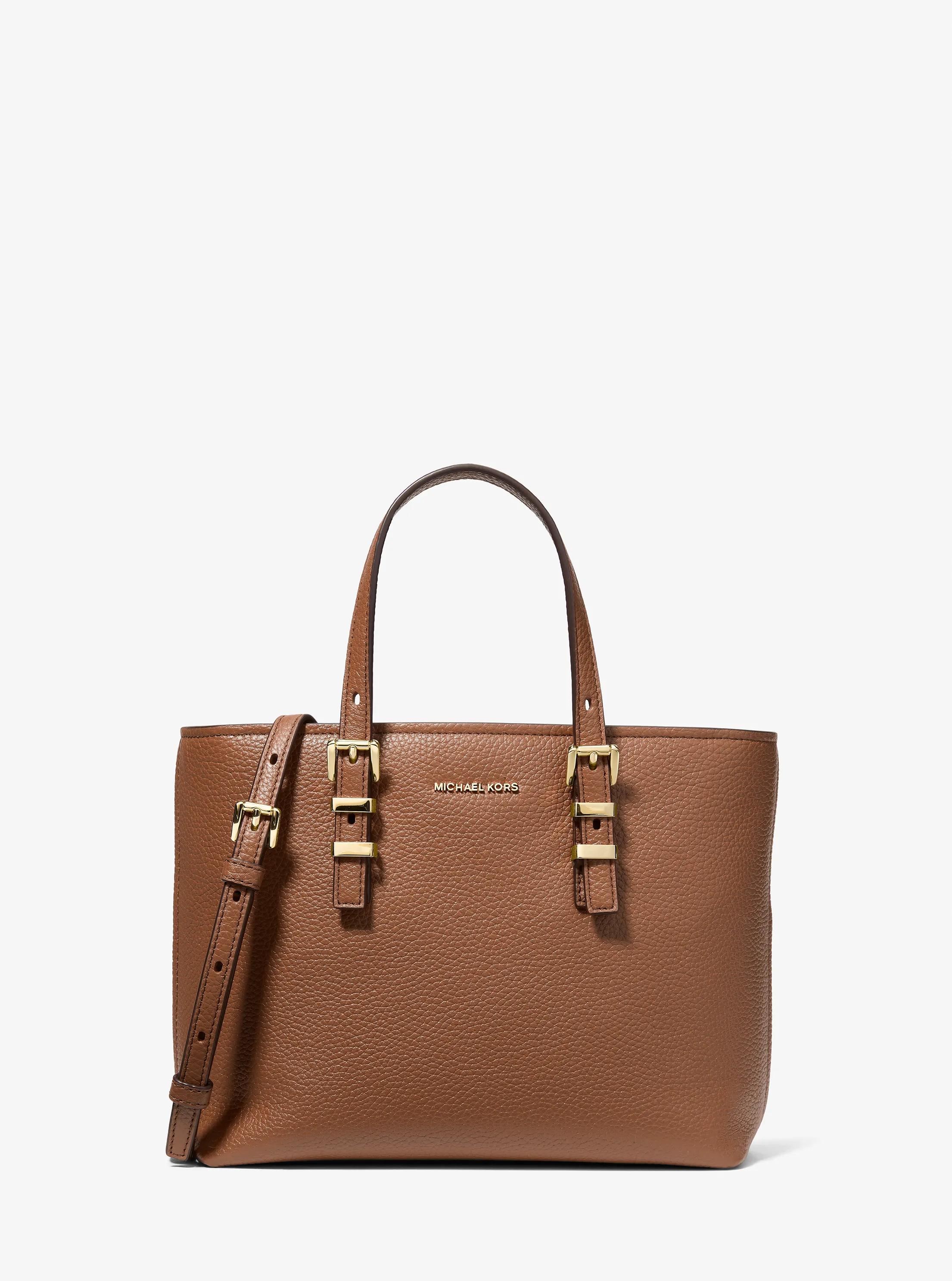 Borsa a tracolla Quinn convertibile piccola in pelle martellata in CUOIO | Michael Kors