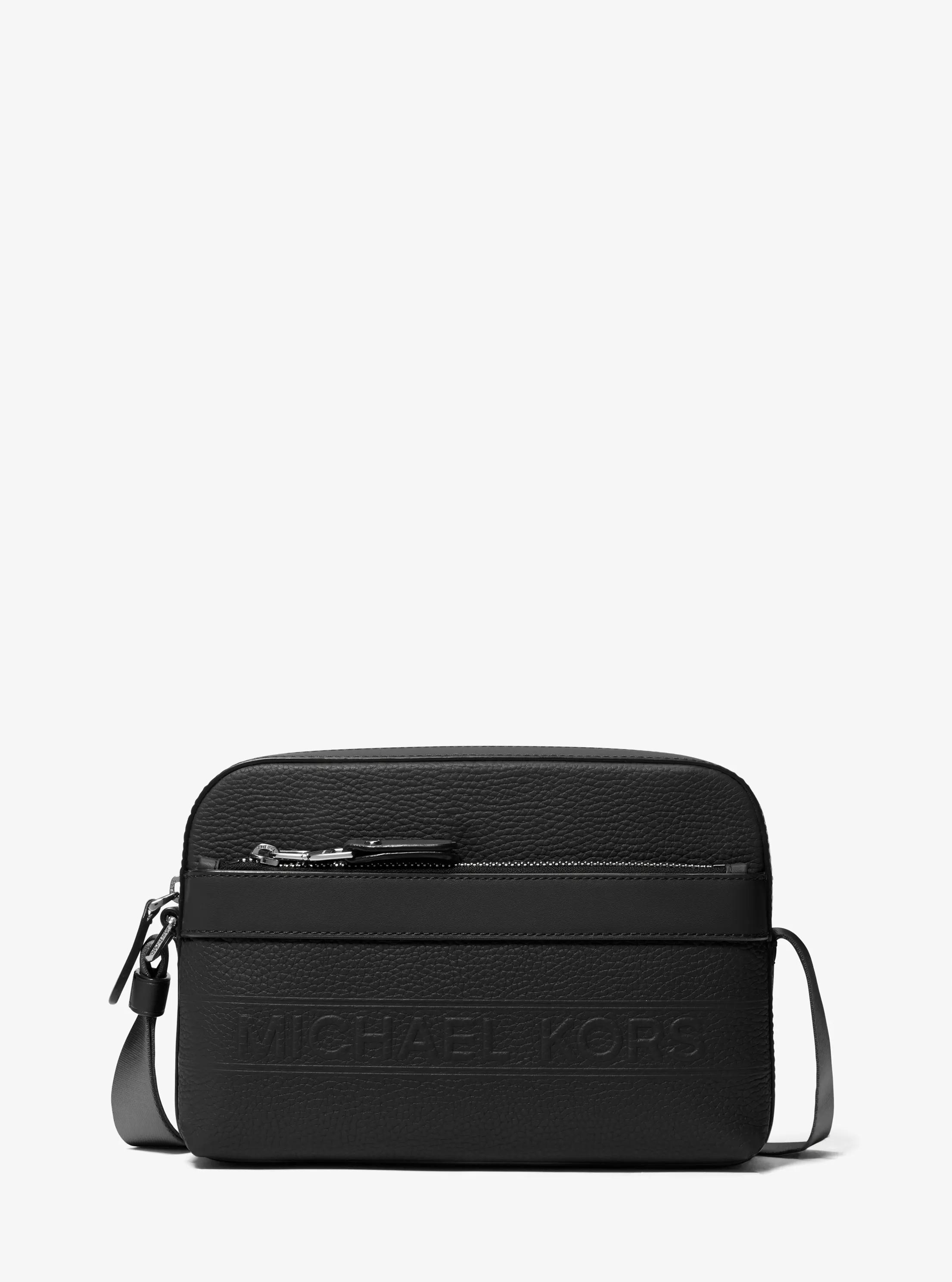 Hudson Pebbled Leather Utility Crossbody Bag in BLACK | Michael Kors