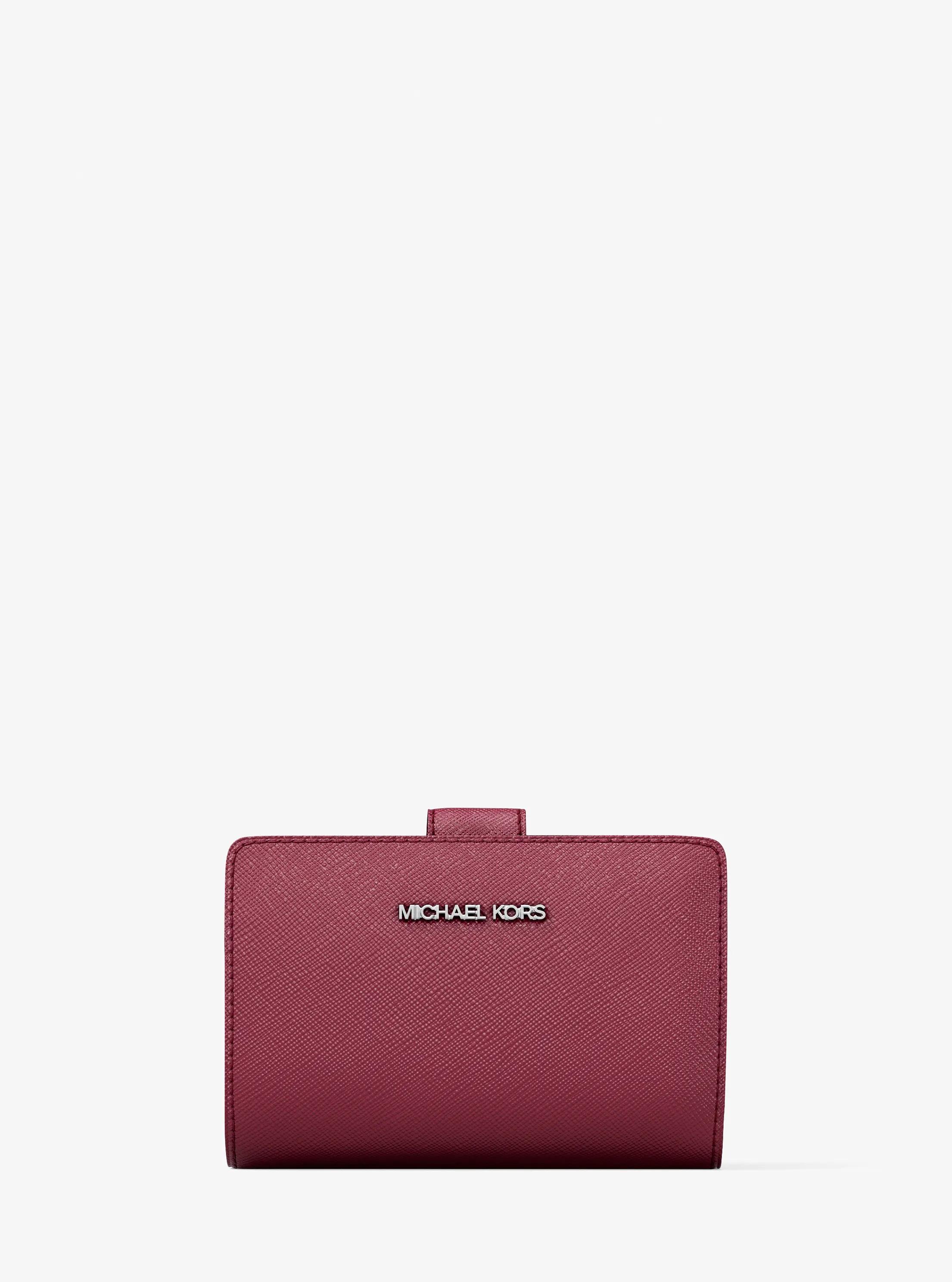 Cartera mediana de piel saffiano in GRANATE | Michael Kors
