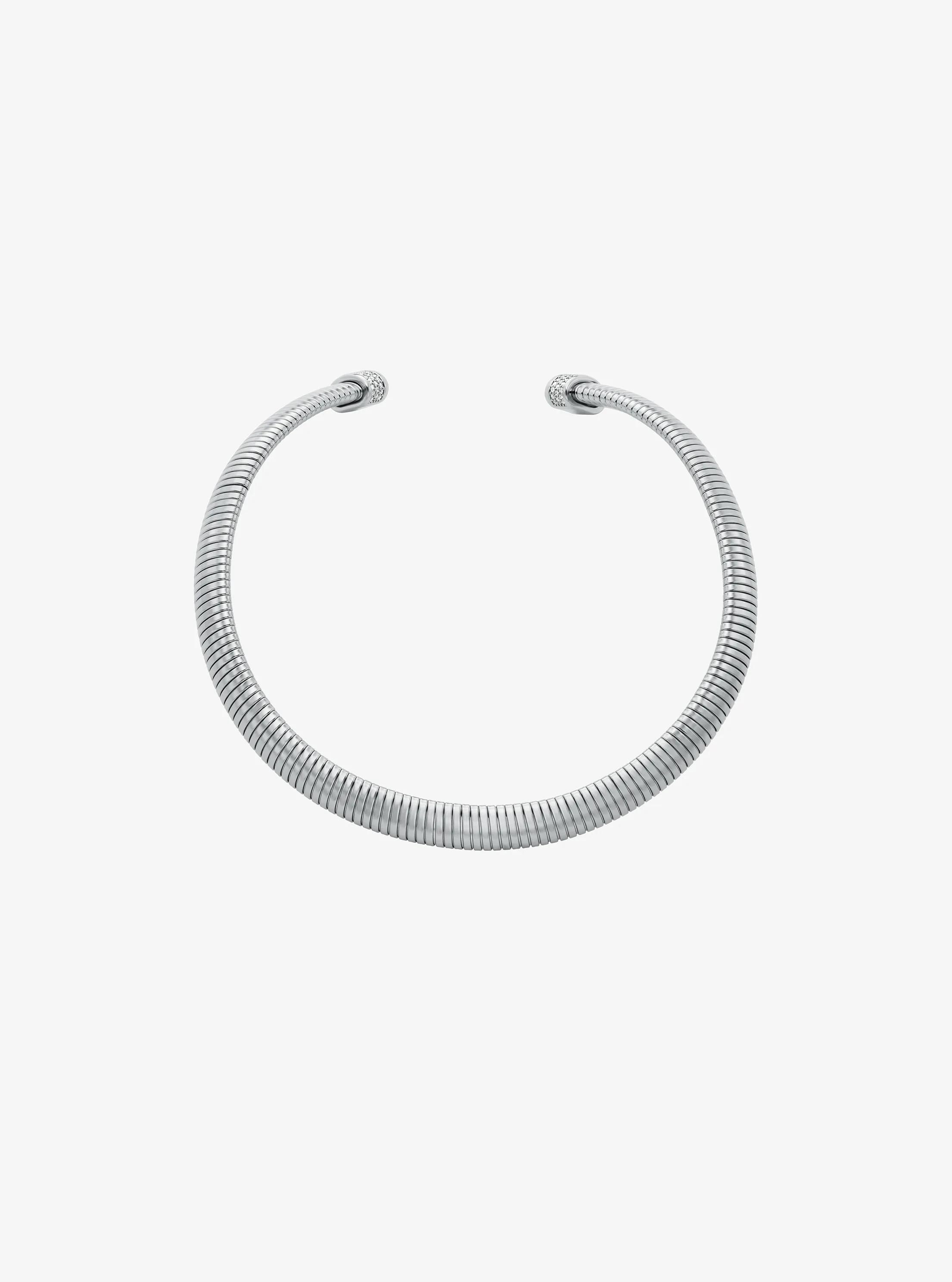Precious Metal-Plated Brass Pav&eacute; Collar Necklace in SILVER | Michael Kors