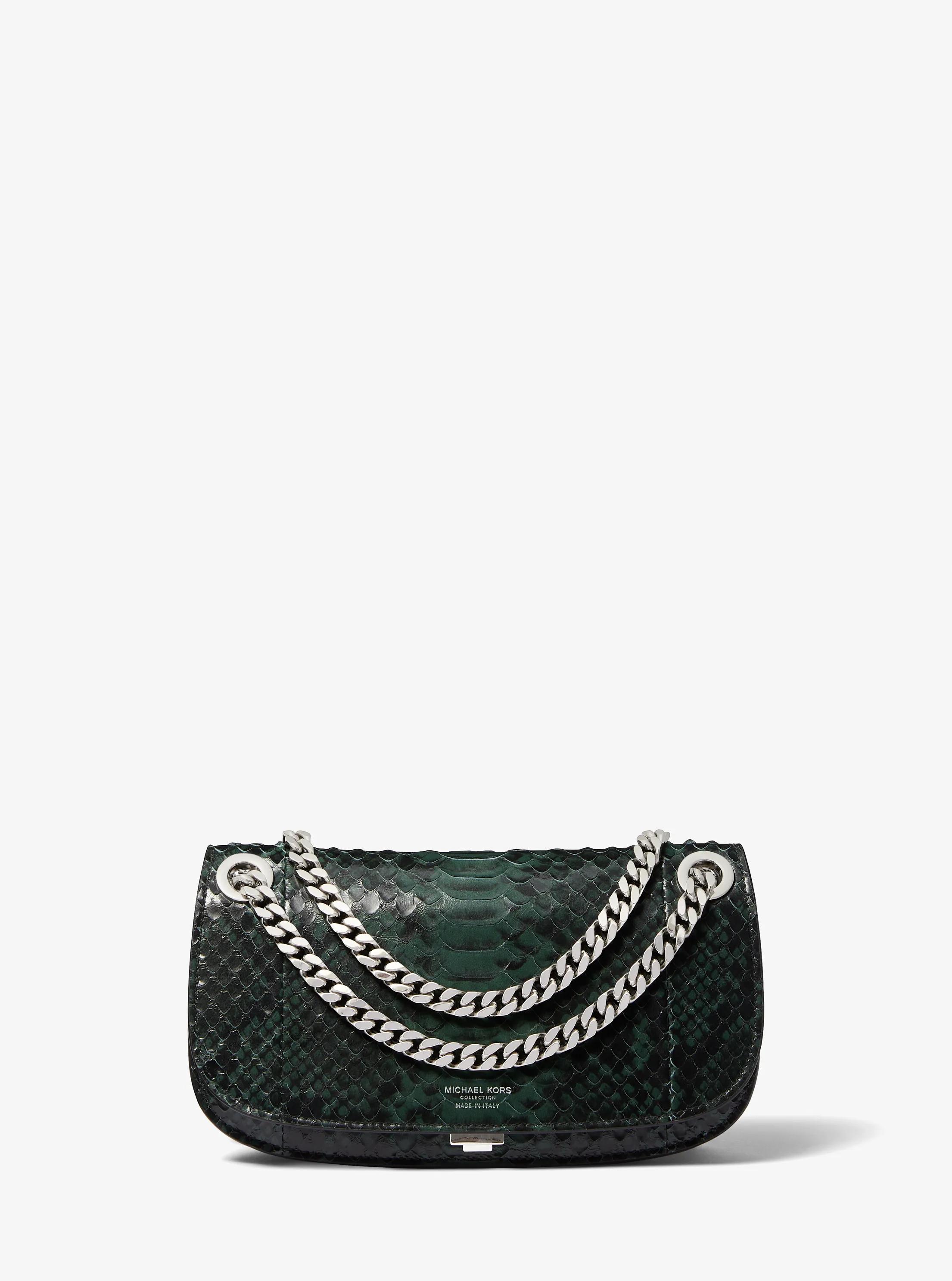 Bolso tipo sobre Christie mini de piel en relieve con motivo de pit&oacute;n
