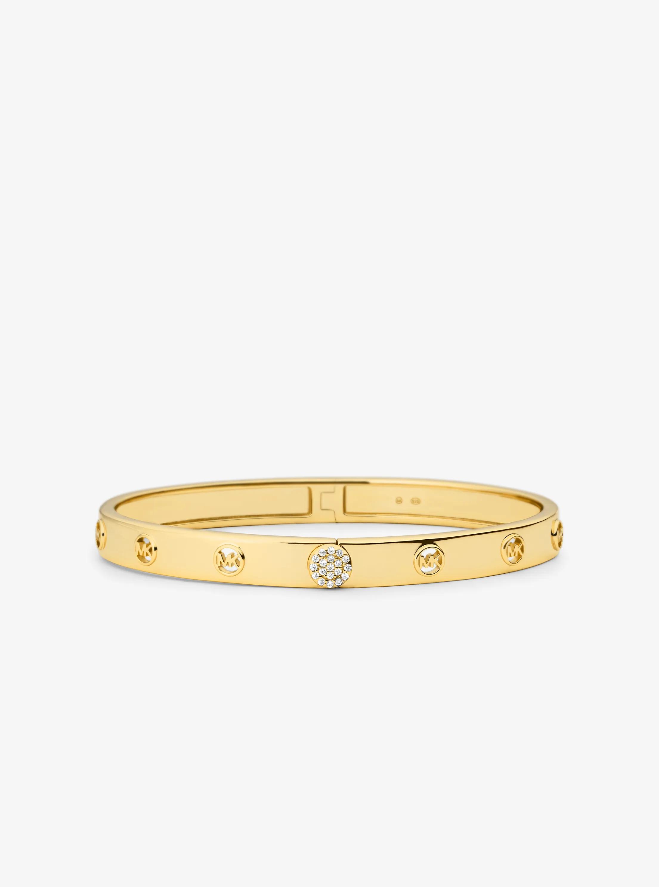 Pulsera r&iacute;gida de plata de ley con chapado en metales preciosos e incrustaciones in DORADO ROSA | Michael Kors