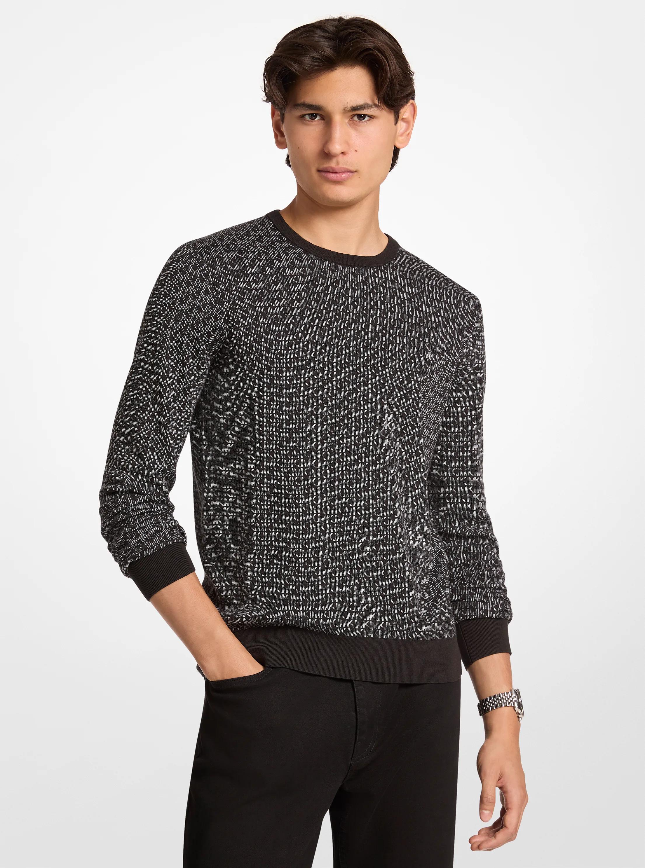 Signature Logo Cotton Sweater in BLACK | Michael Kors