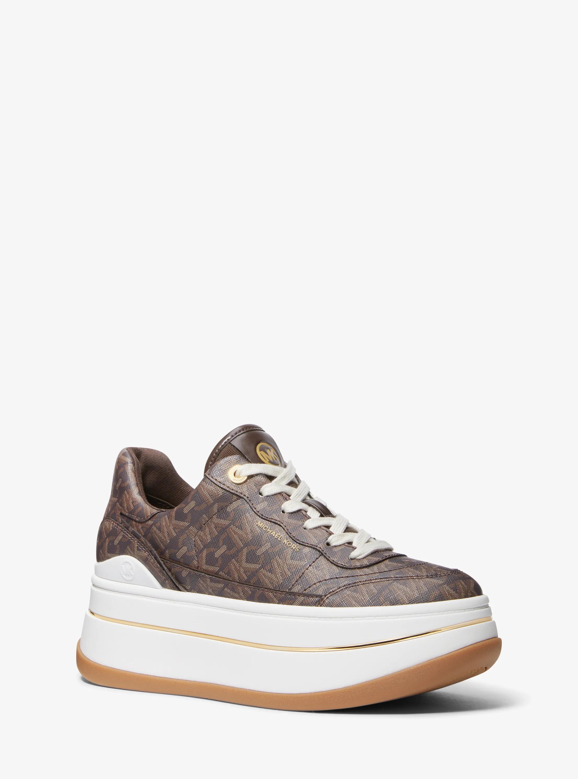 Hayes Empire Signature Logo Platform Sneaker in BROWN | Michael Kors