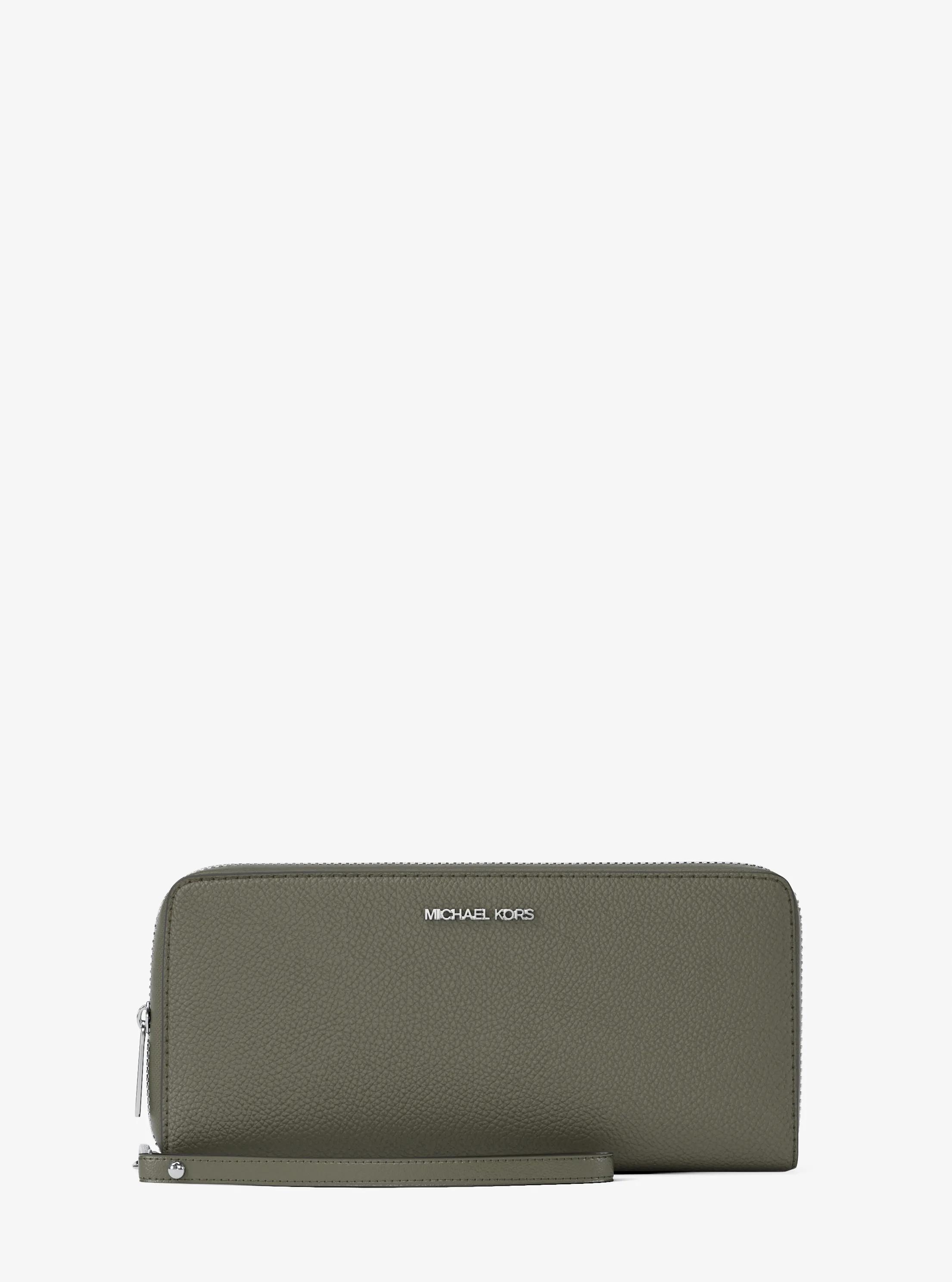 Large Pebbled Leather Continental Wallet in OLIVE | Michael Kors