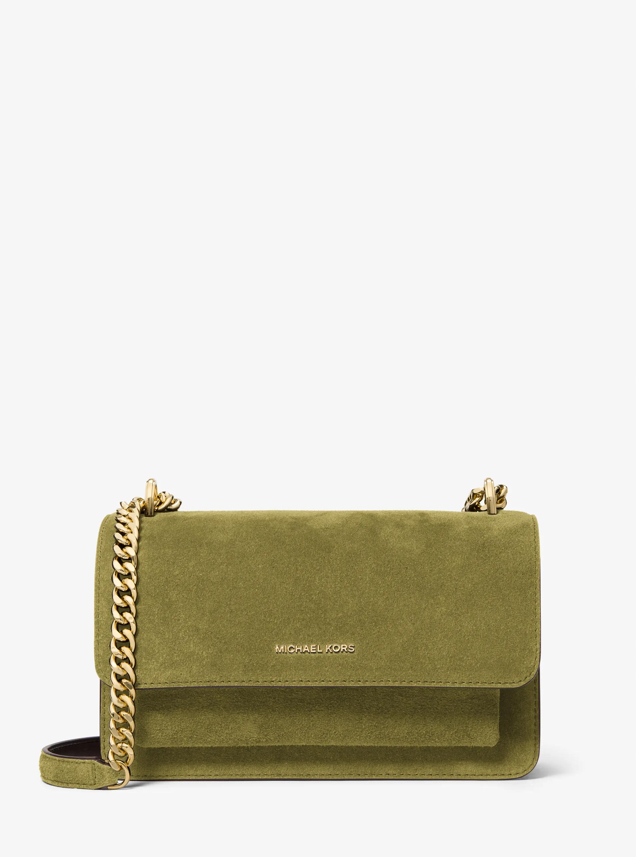 Claire Large Suede Shoulder Bag in PISTACHIO | Michael Kors