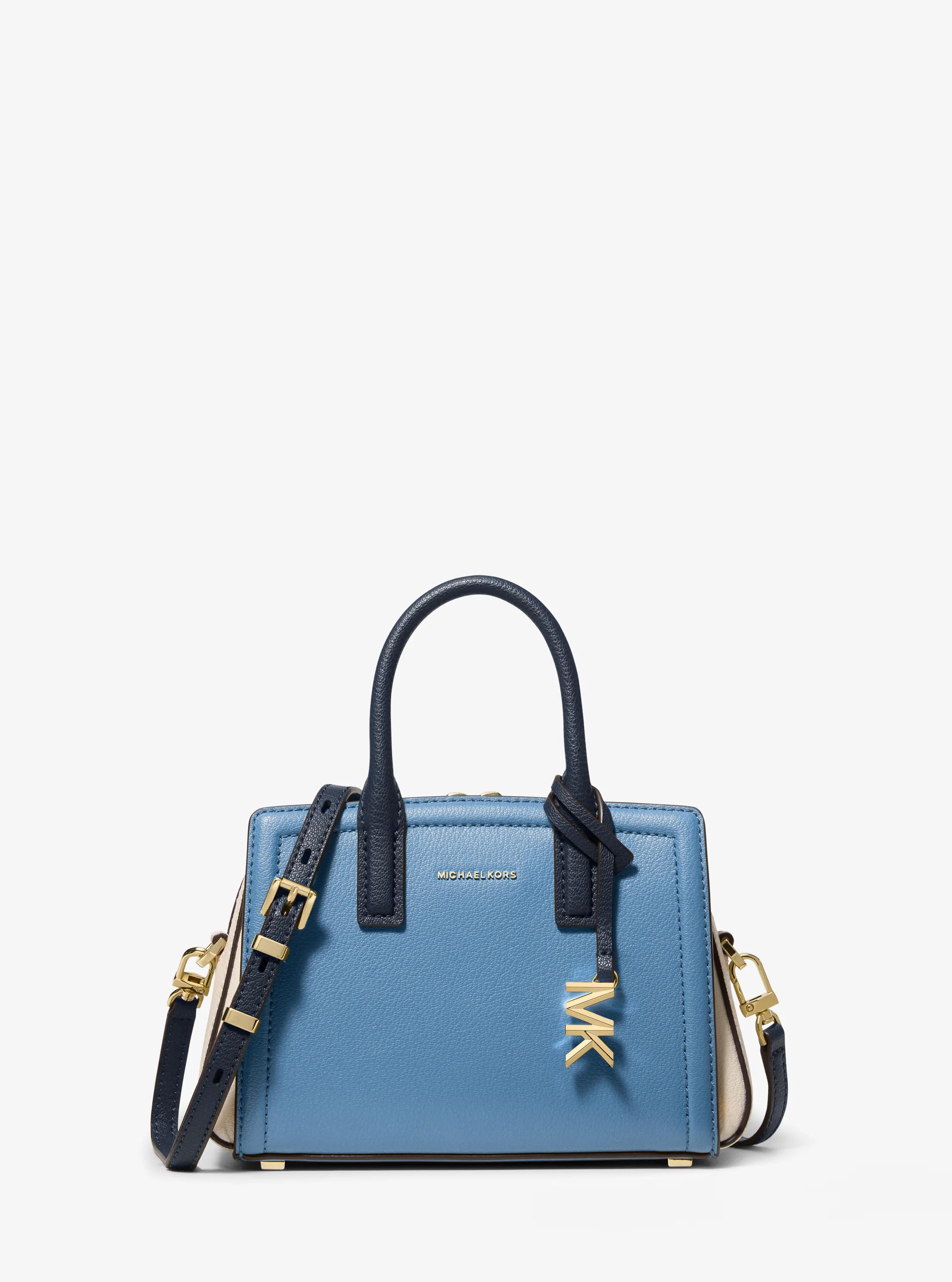 Bandolera Laila extrapeque&ntilde;a de piel granulada con logotipo in AZUL FRANC&Eacute;S MULTICOLOR | Michael Kors