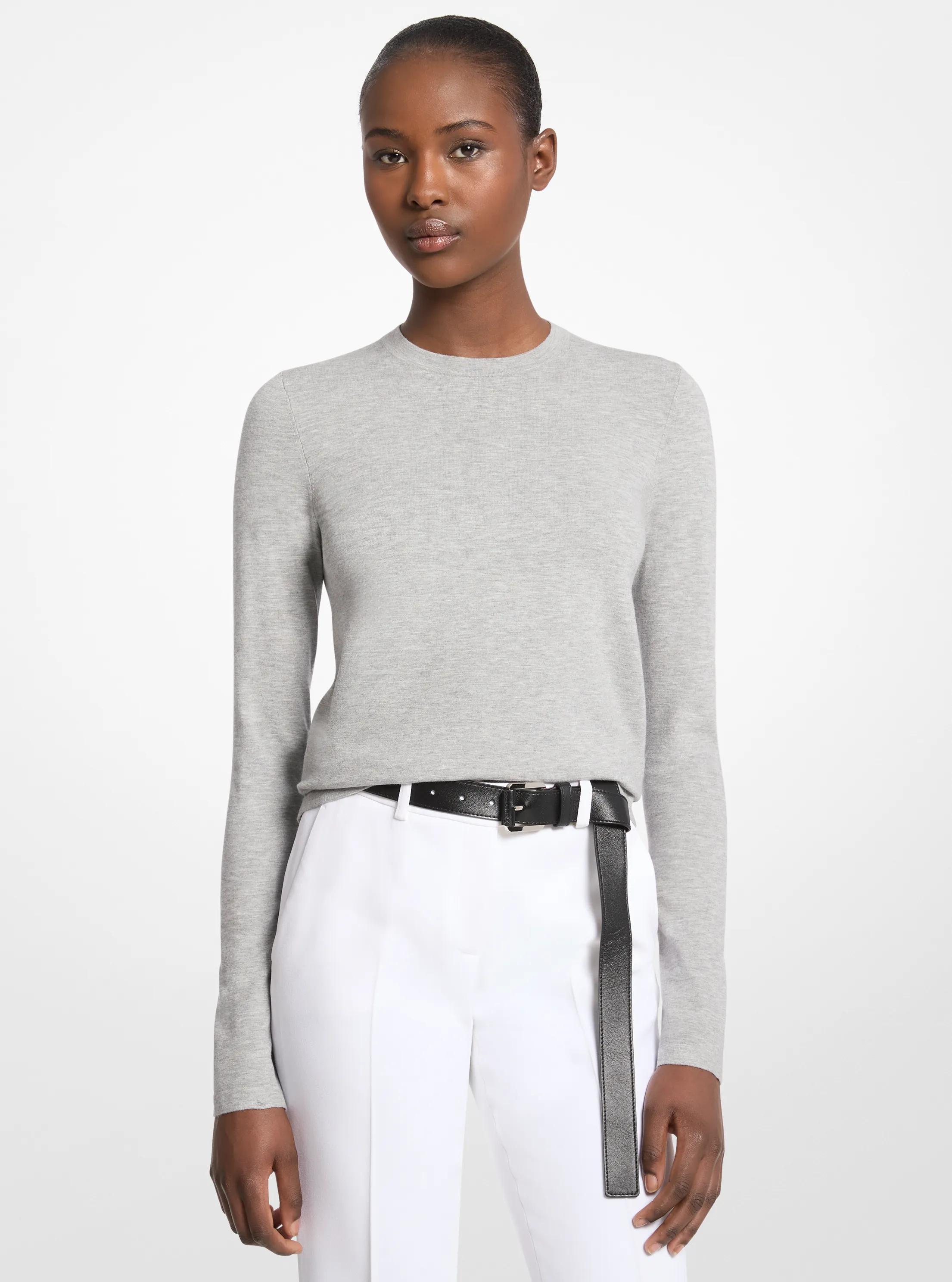Camiseta de manga larga de viscosa el&aacute;stica in GRIS PERLA | Michael Kors