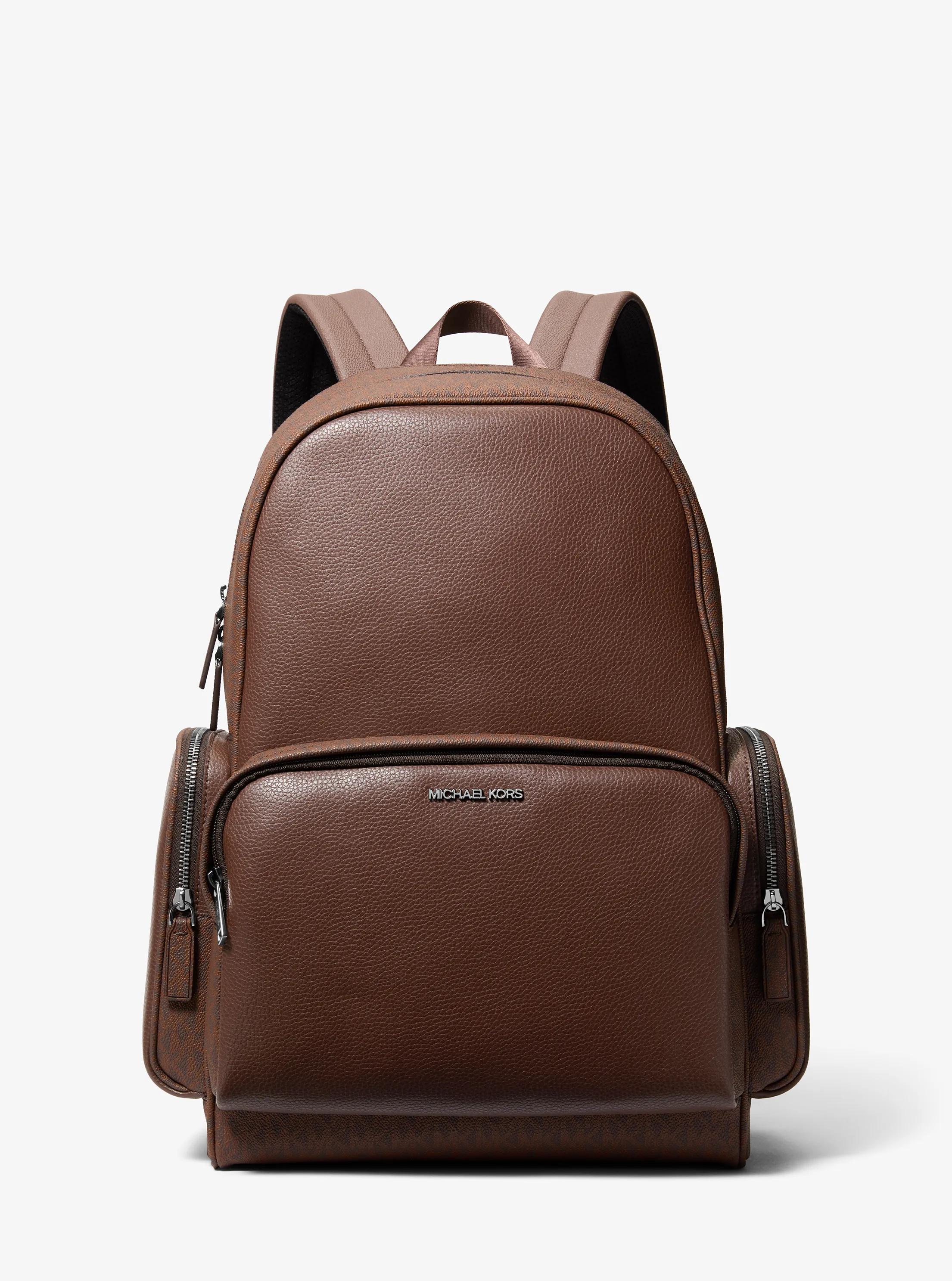 Cooper Leather and Signature Logo Backpack in NUTMEG | Michael Kors