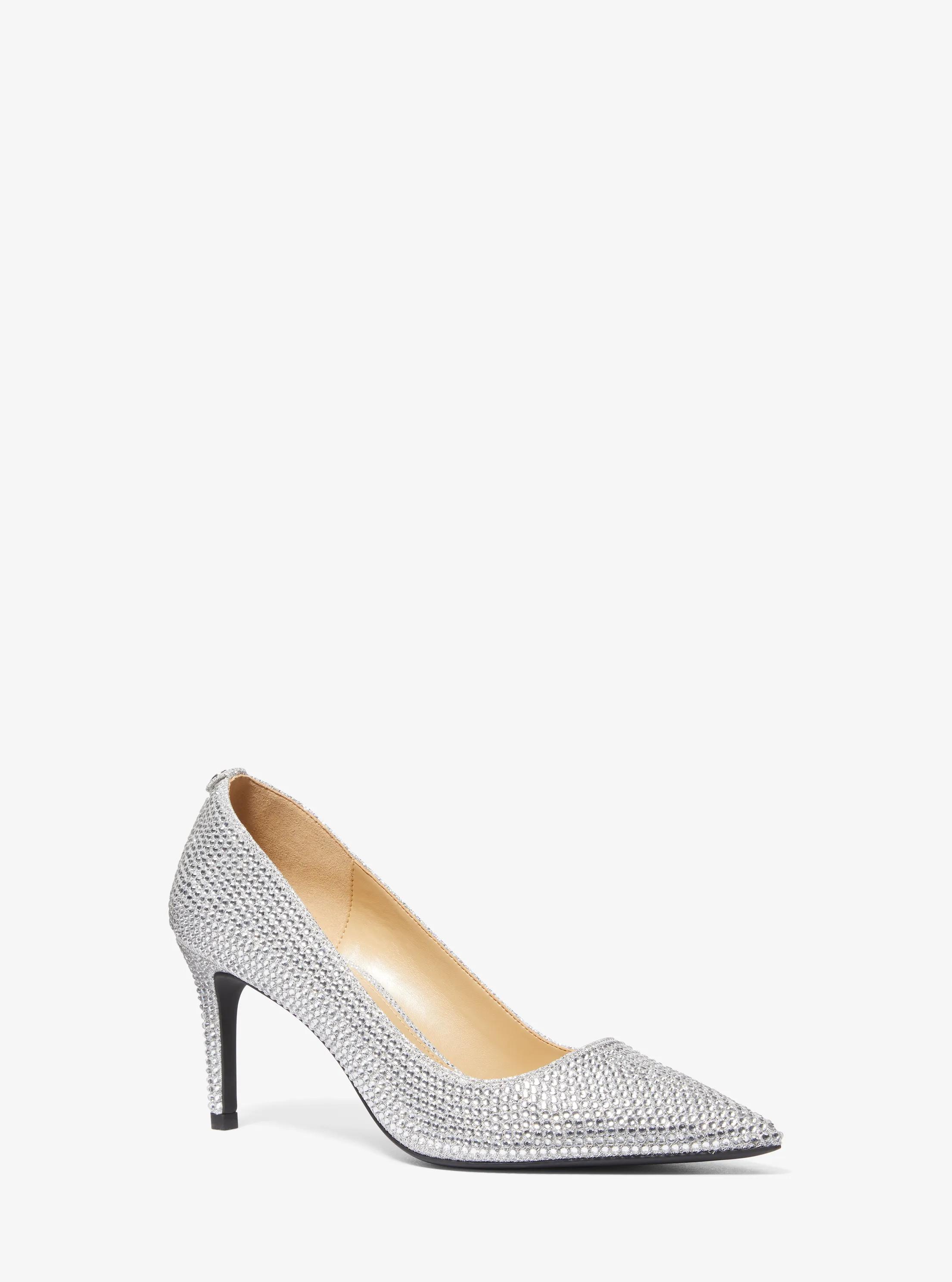 Alina Flex Crystal Embellished Glitter Chain-Mesh Pump in SILVER | Michael Kors