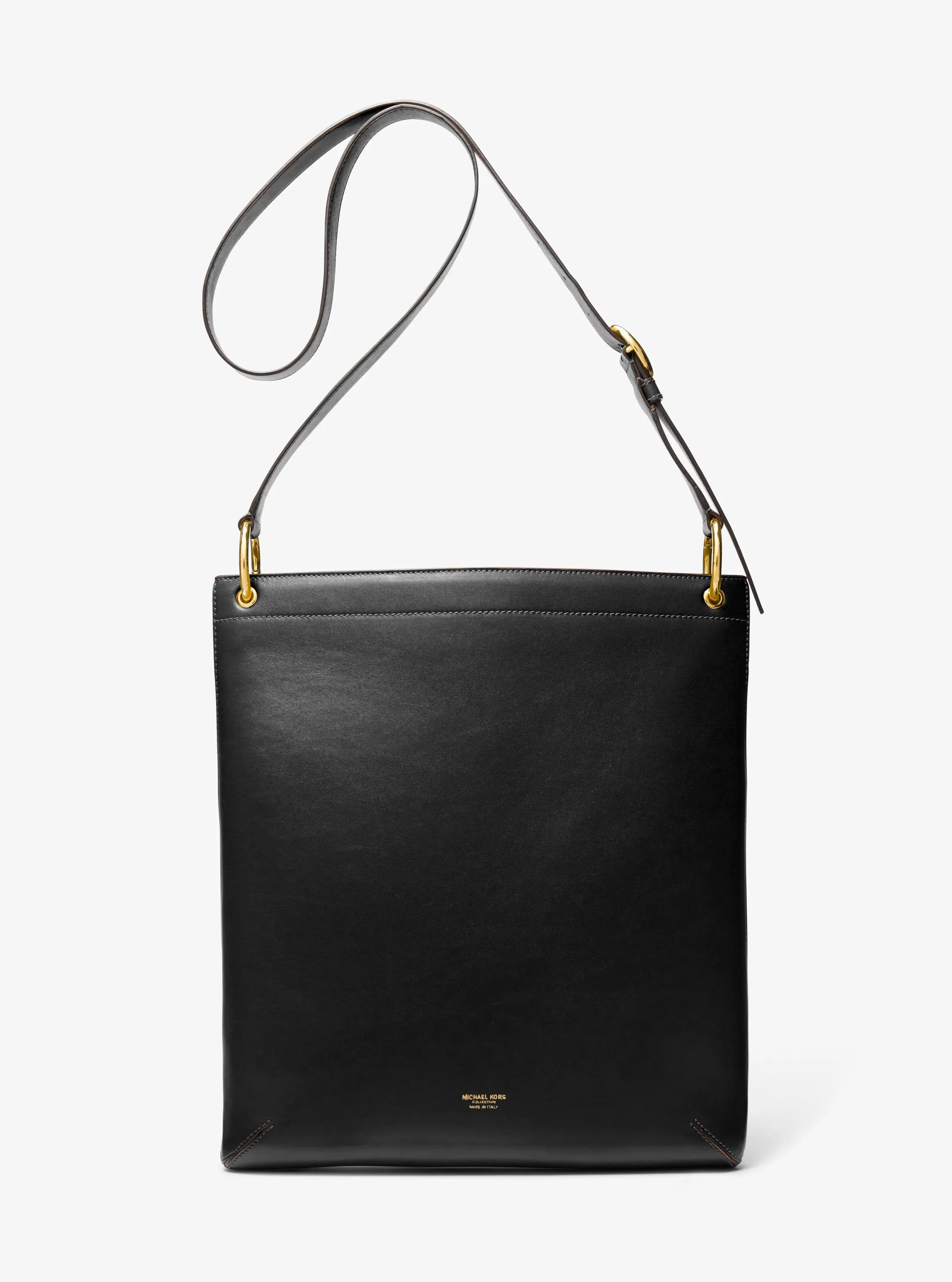 Tate Large Leather Messenger Bag in BLACK | Michael Kors