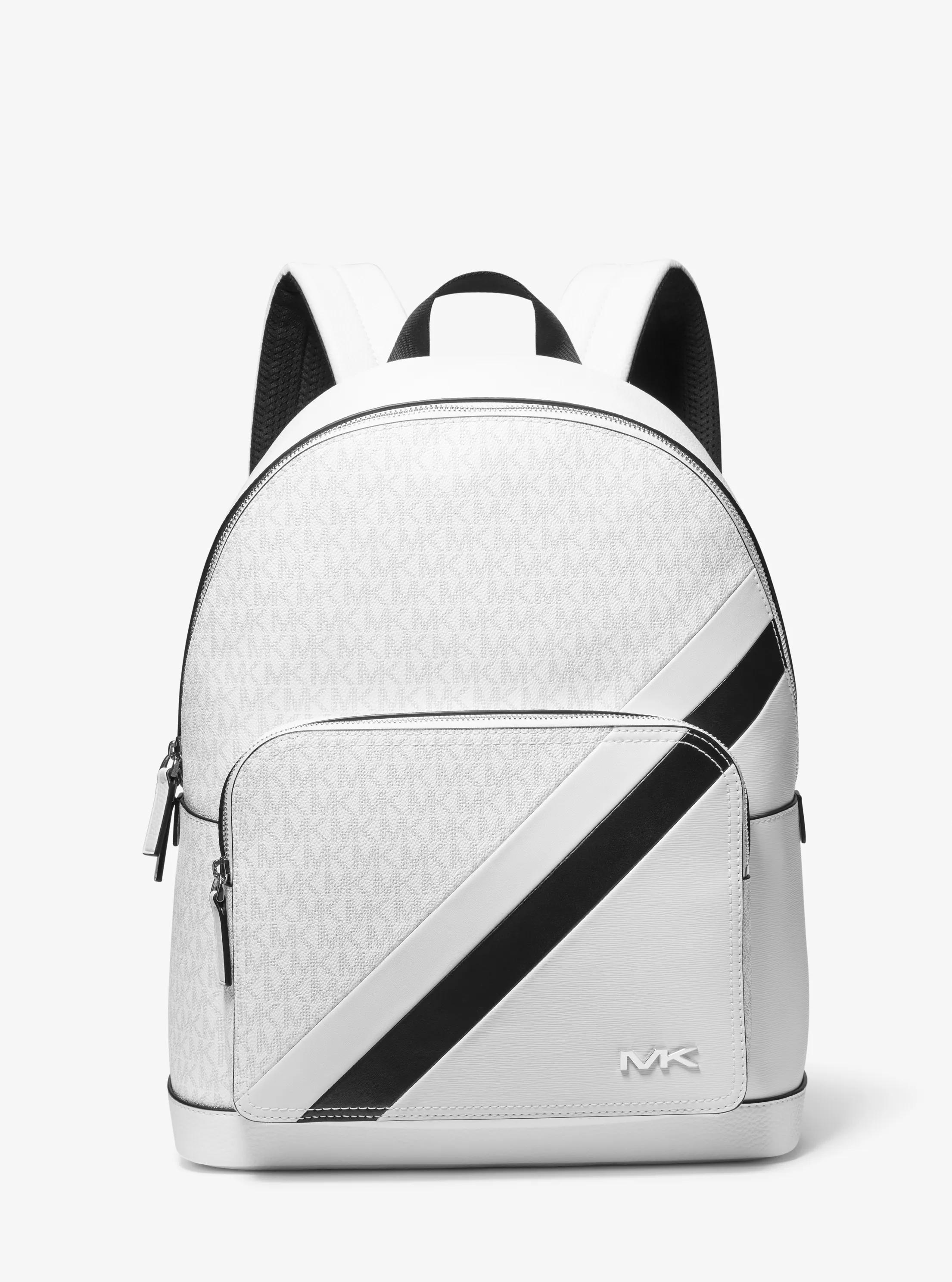 Cooper Logo and Striped Backpack in WHITE/BLACK | Michael Kors