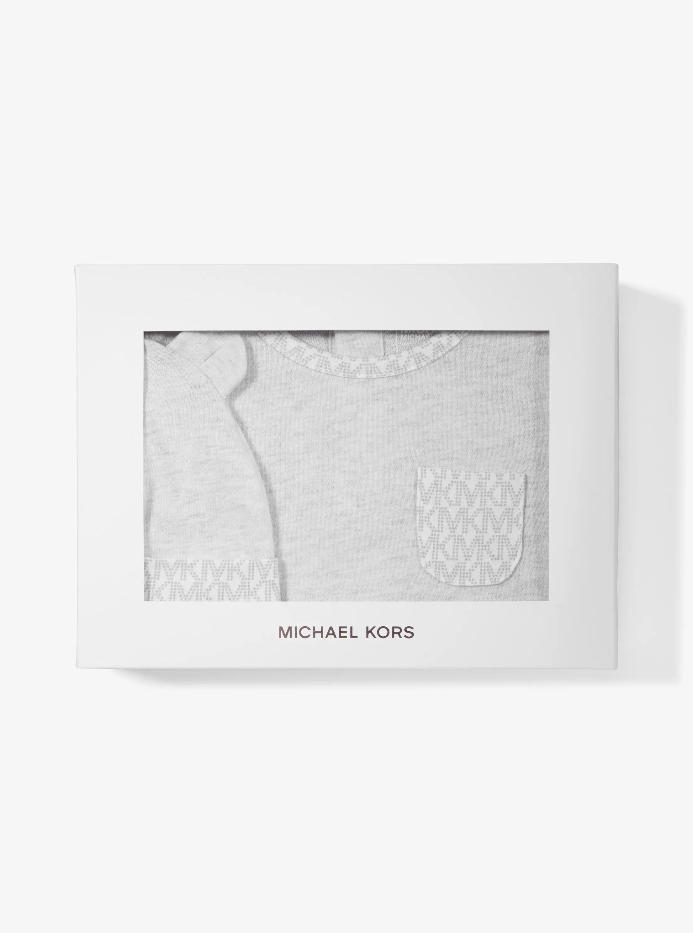 Cotton Onesie and Hat Baby Set in PALE GREY | Michael Kors