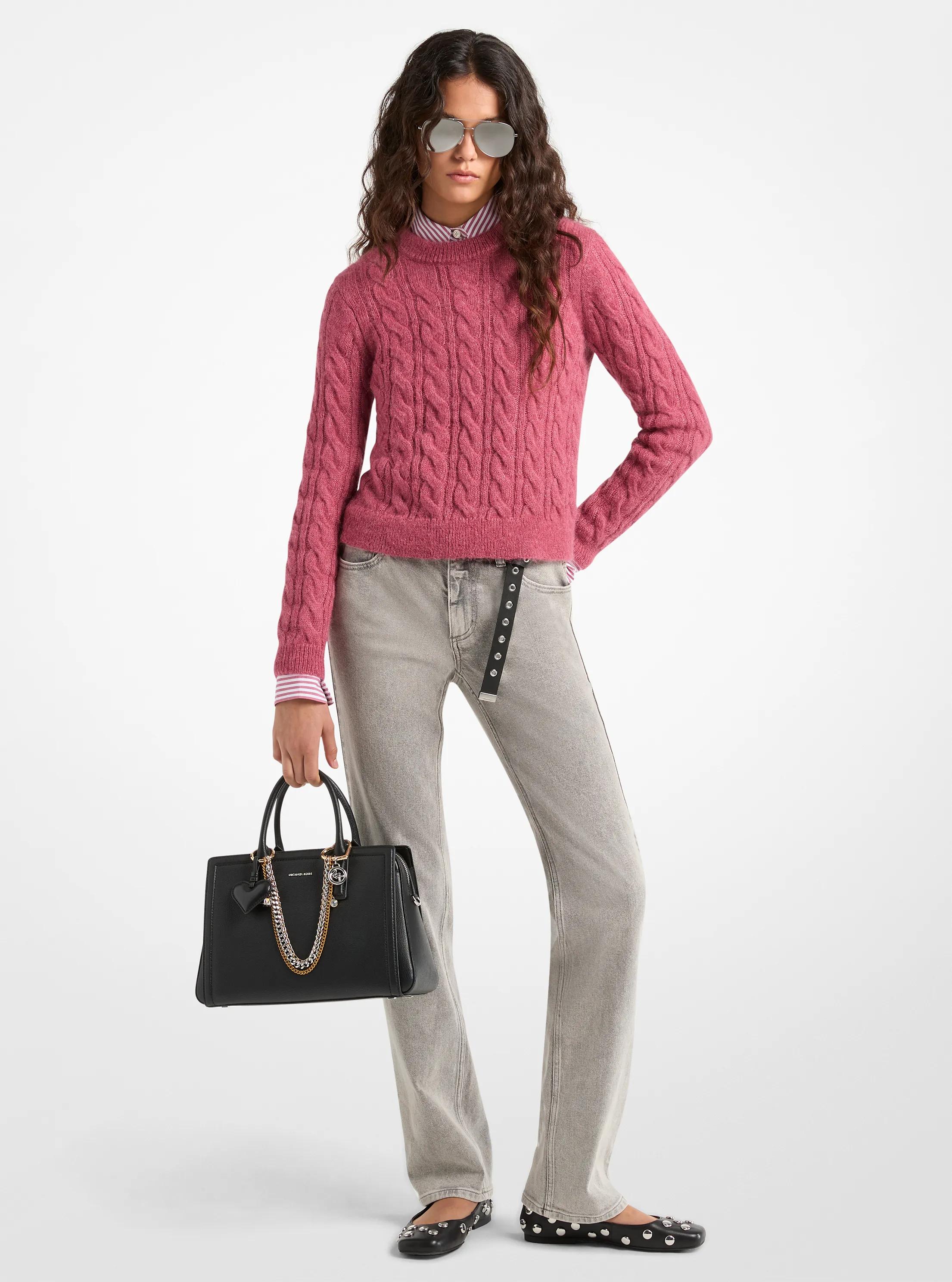 MK Pull en tricot torsadé en mélange de nylon et d'alpaga - Rose - Michael Kors