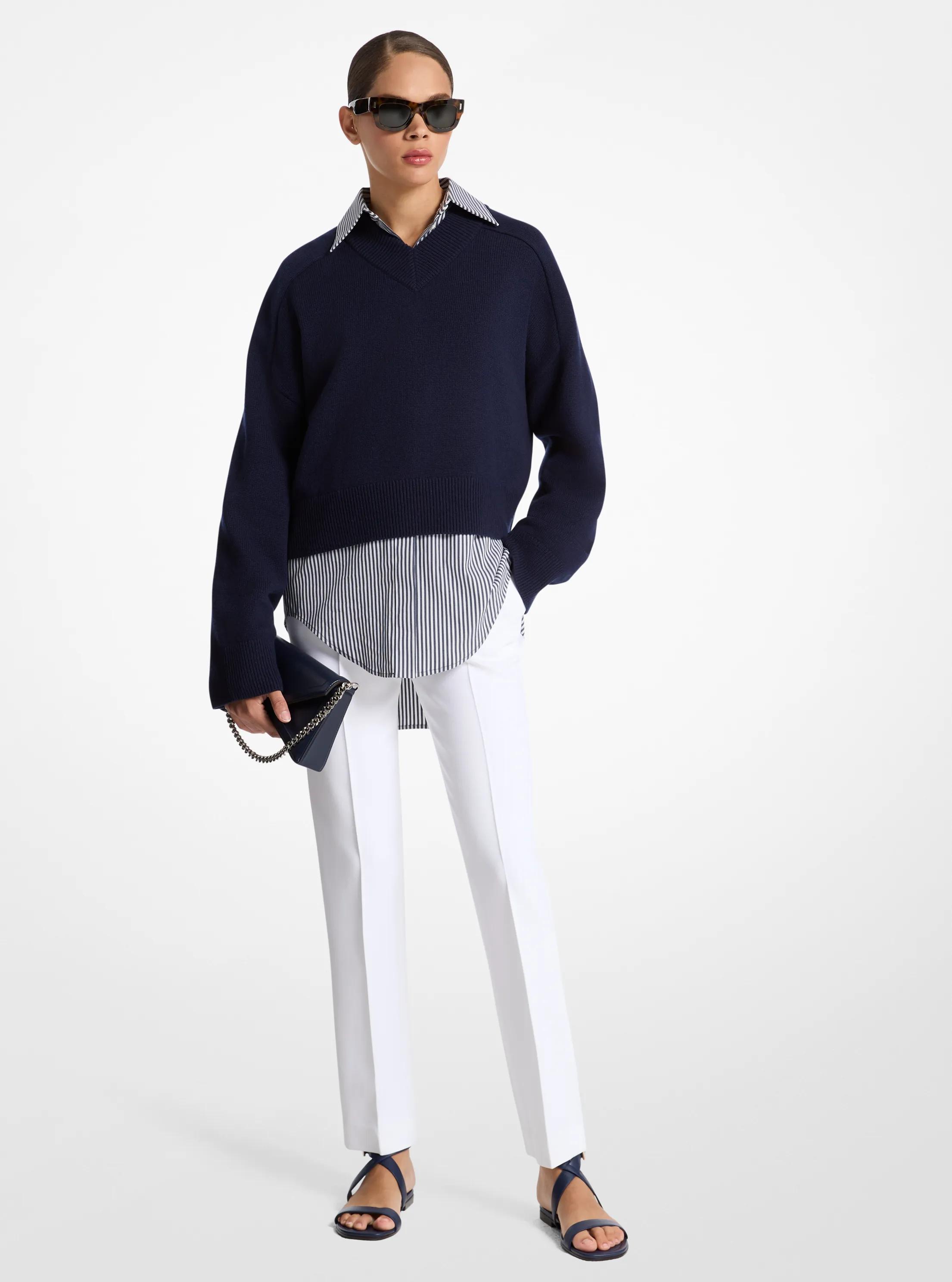 Cashmere Varsity Sweater in MARITIME | Michael Kors