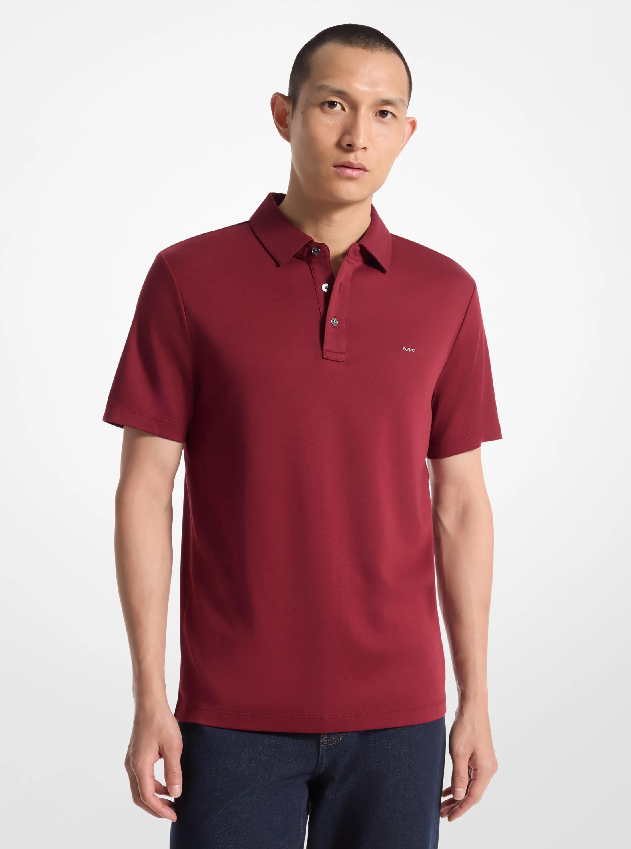 Embroidered Logo Cotton Polo Shirt in DARK BRANDY | Michael Kors