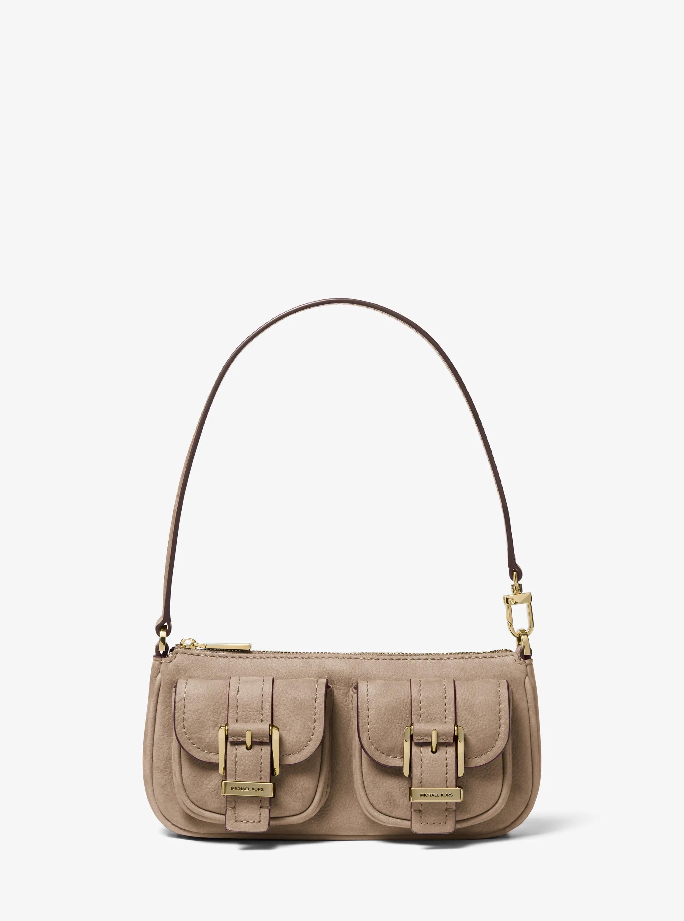 Zoe Small Suede Convertible Pochette in BIRCH | Michael Kors
