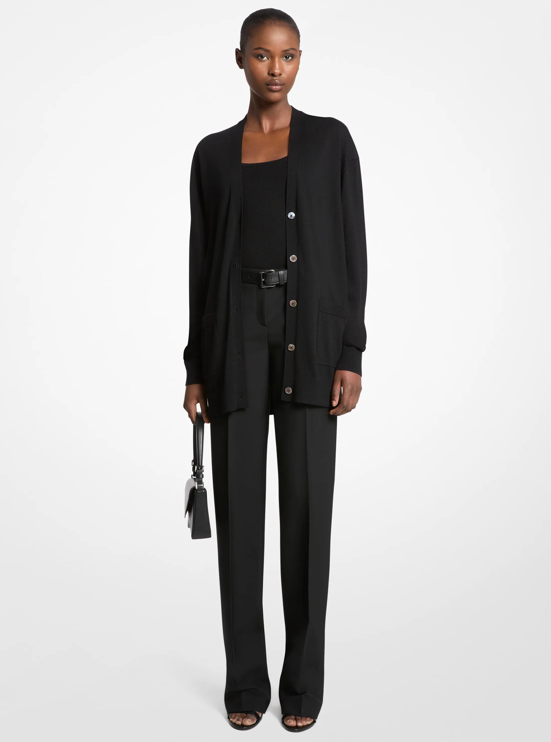 Oversized Cashmere Cardigan in BLACK | Michael Kors