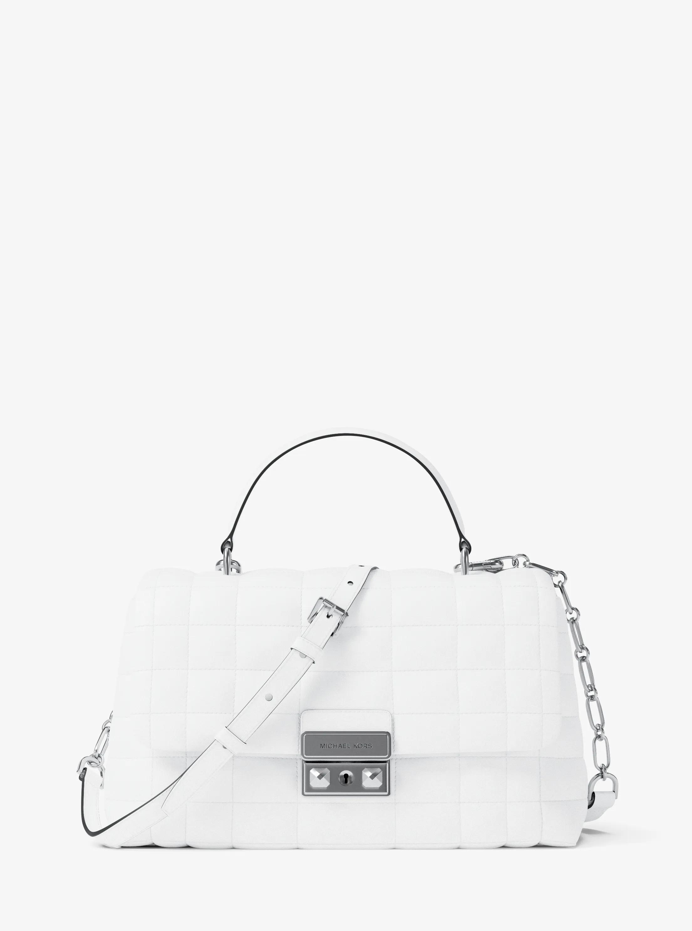Bolso satchel Tribeca mediano de piel acolchada in BLANCO INTENSO | Michael Kors