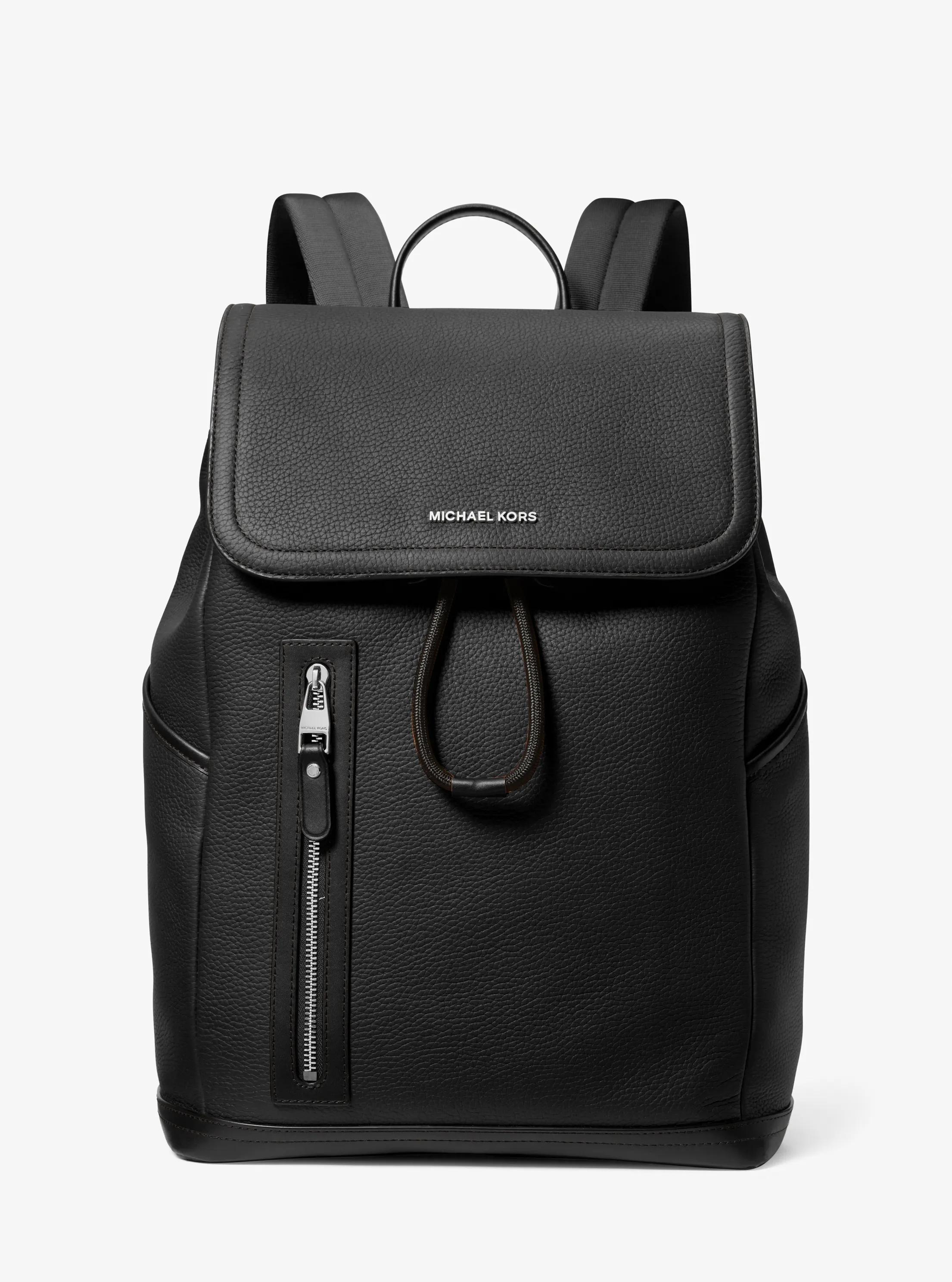 Hudson Pebbled Leather Utility Backpack in BLACK | Michael Kors