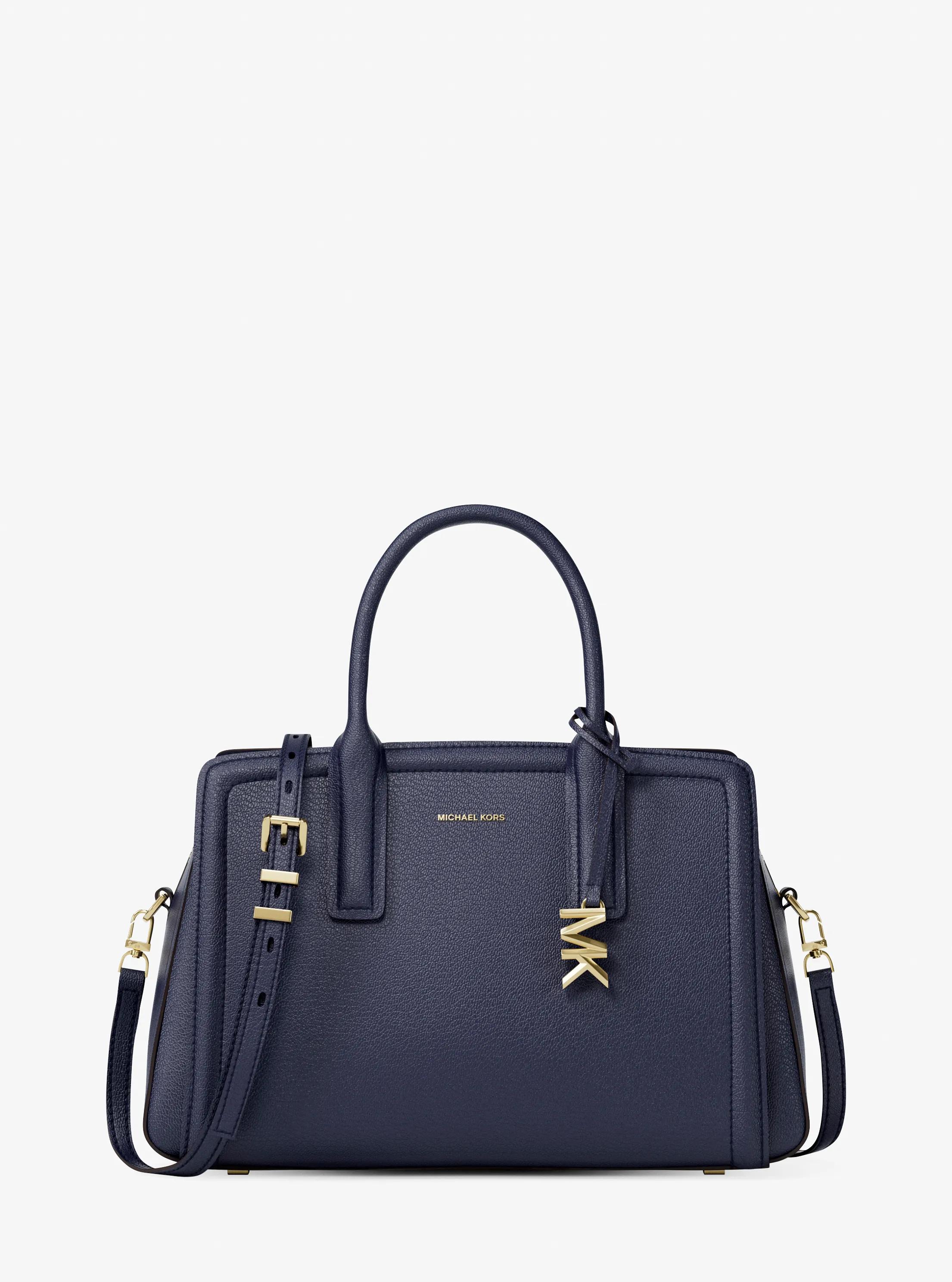 Laila Medium Leather Satchel in DRESS BLUES | Michael Kors