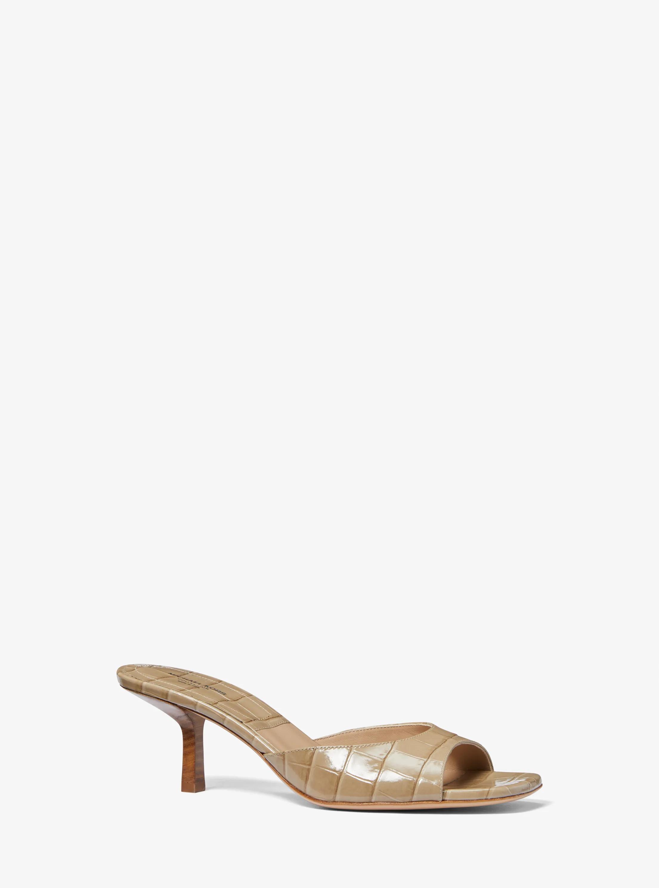 Anita Crocodile Embossed Leather Sandal in SAND | Michael Kors