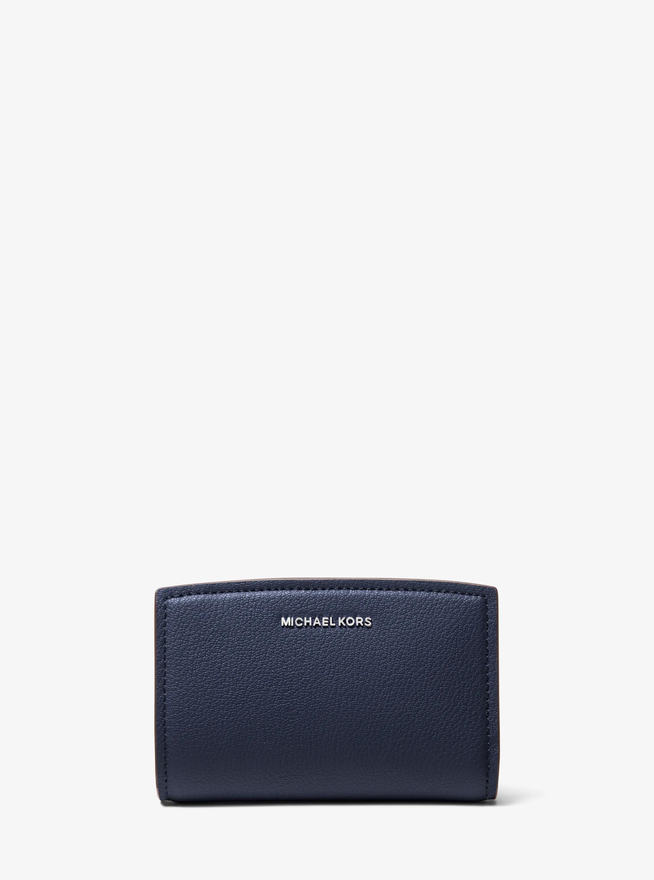 Bryant Medium Pebbled Leather Wallet in NAVY | Michael Kors
