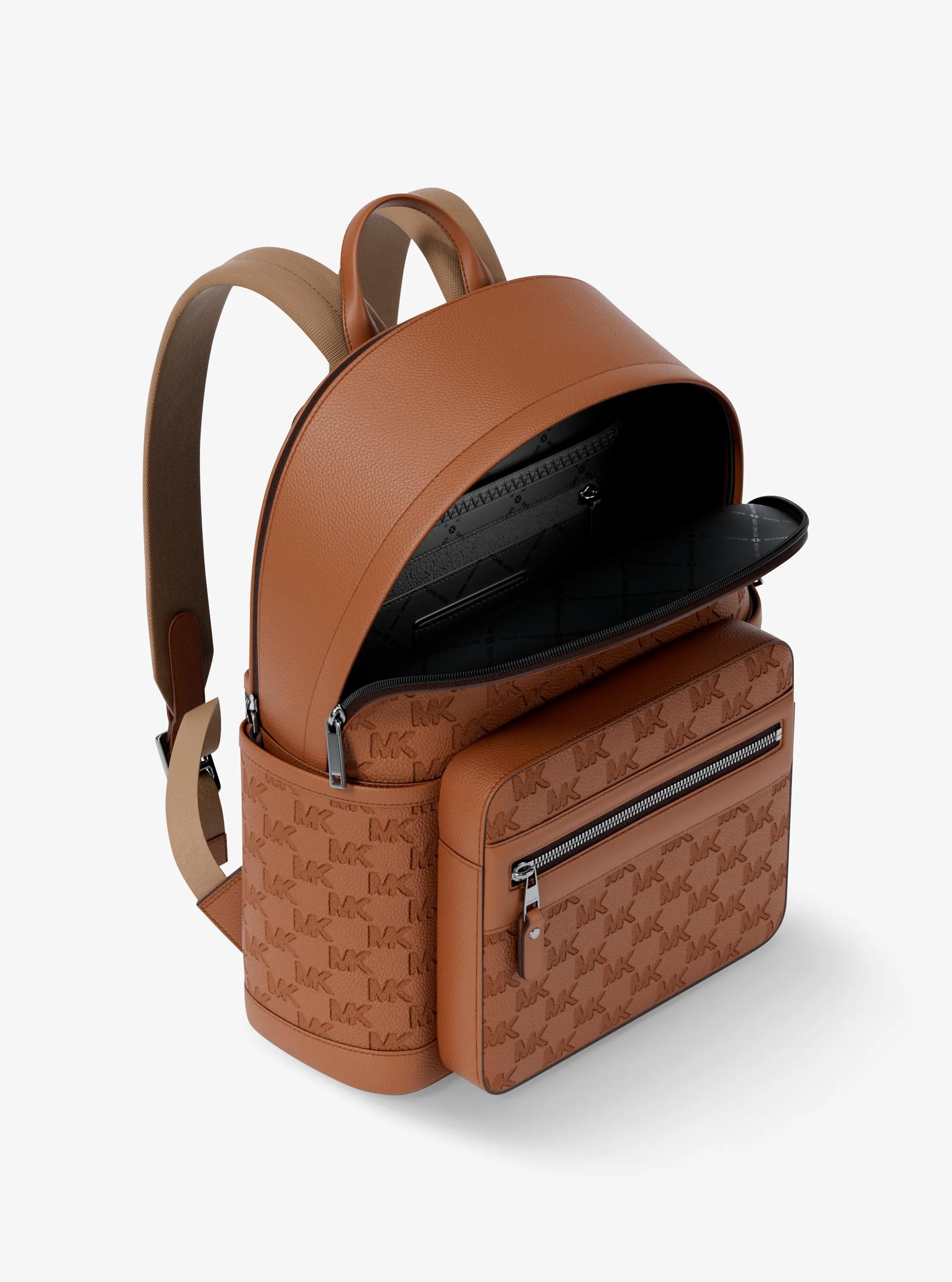 Jet Set Medium Logo Debossed Pebbled Leather Backpack
