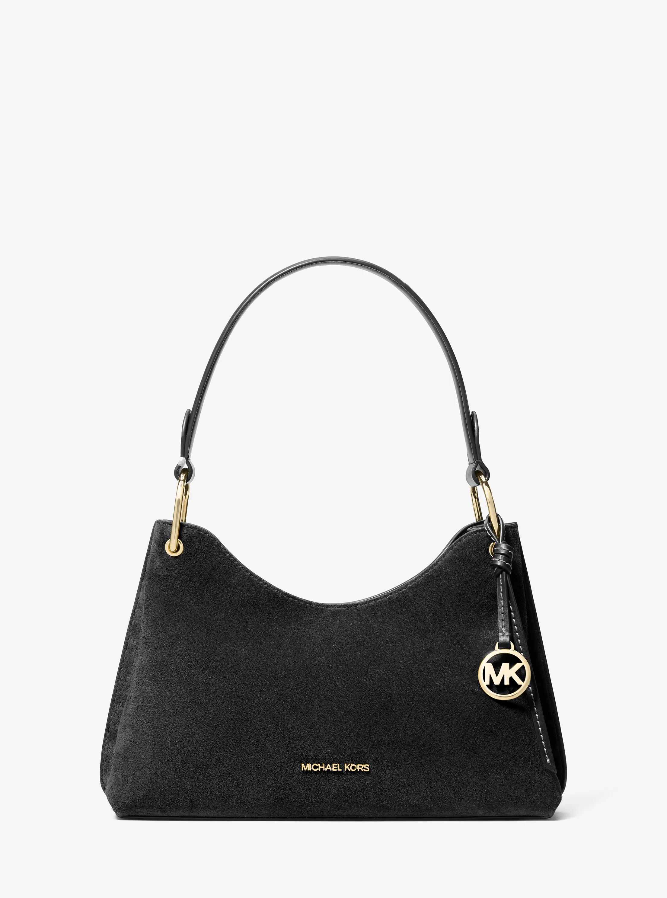 Joan Medium Suede Shoulder Bag in BLACK | Michael Kors